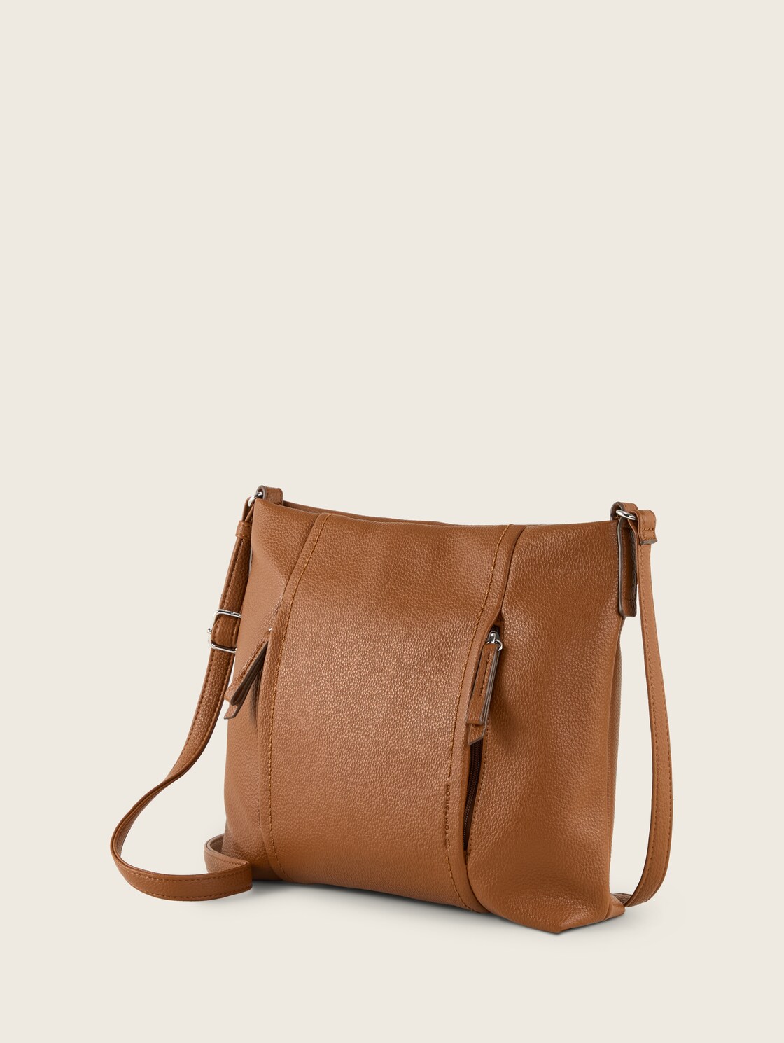 TTBECA M Beuteltasche mit Reißverschluss-Details - cognac / brandy - seitliche Produkt-Ansicht 