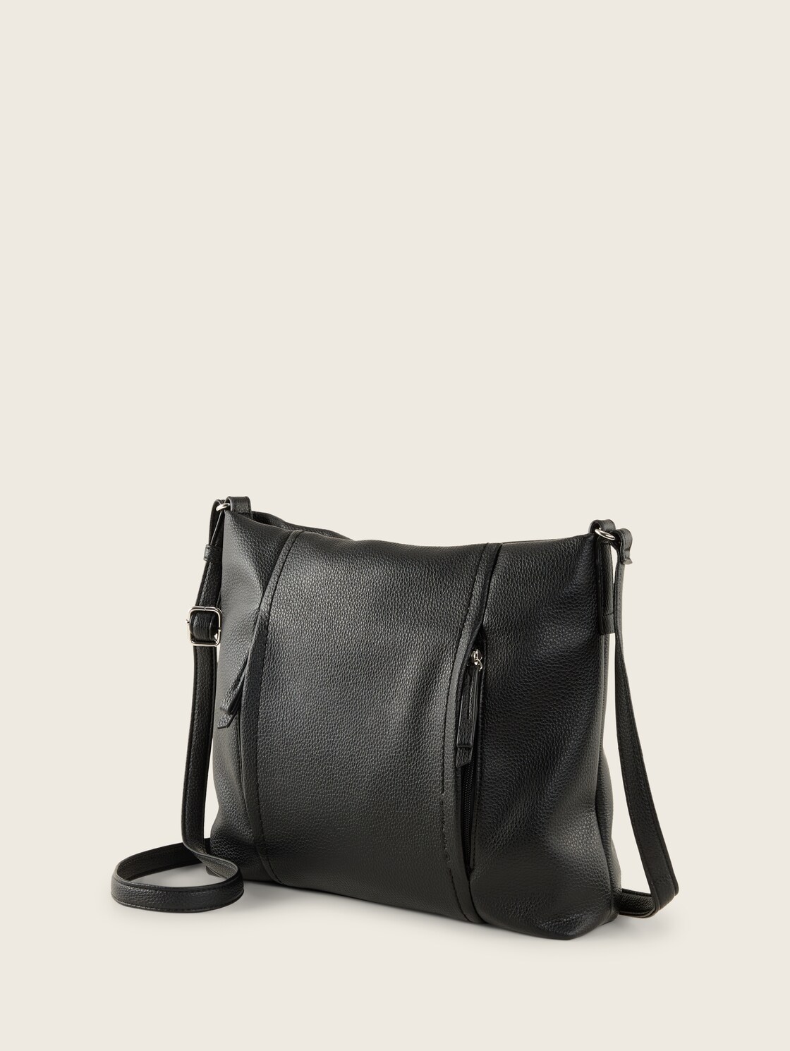 TTBECA M Beuteltasche mit Reißverschluss-Details - schwarz / black - seitliche Produkt-Ansicht 