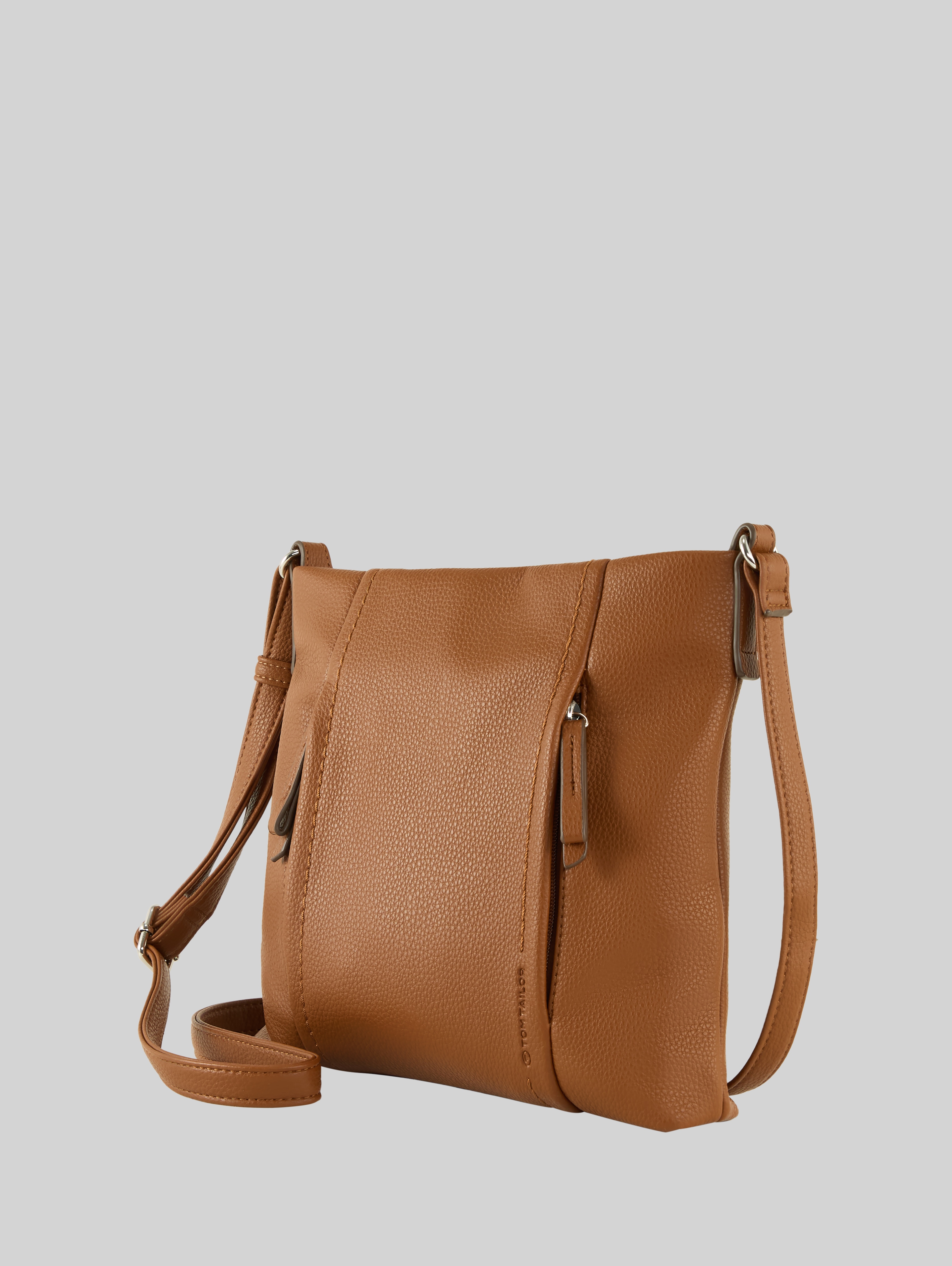 TTBECA M shoulder bag with zip details in brown by Tom Tailor
