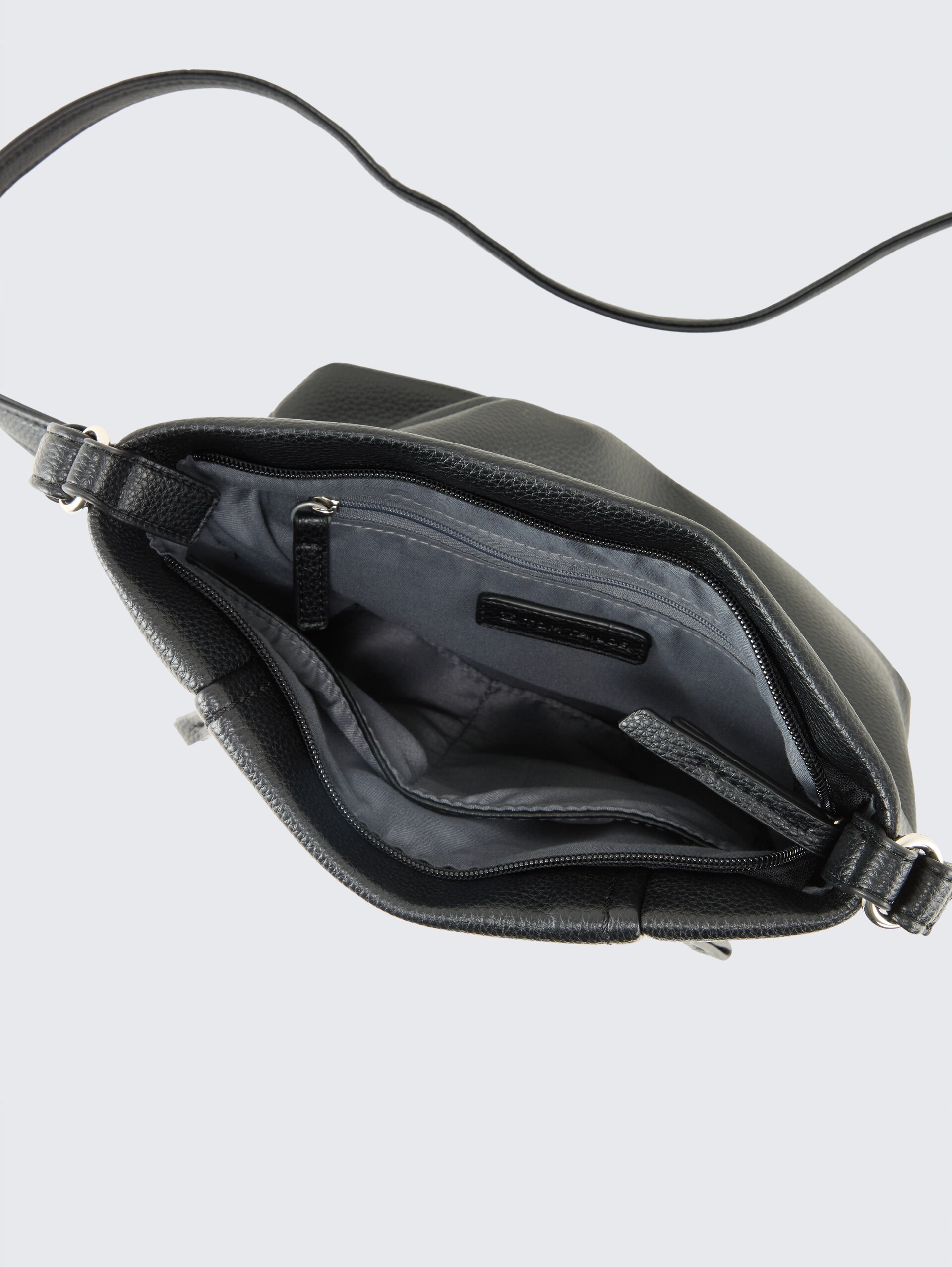 TTBECA M Umhängetasche mit Reißverschluss-Details - schwarz / black - seitliche Produkt-Ansicht 