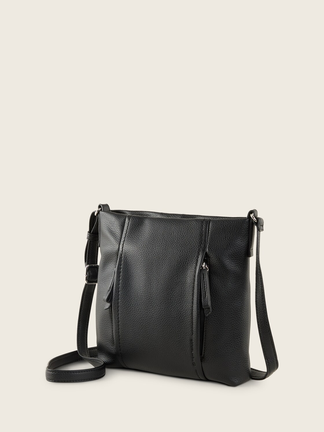 TTBECA M Umhängetasche mit Reißverschluss-Details - schwarz / black - seitliche Produkt-Ansicht 