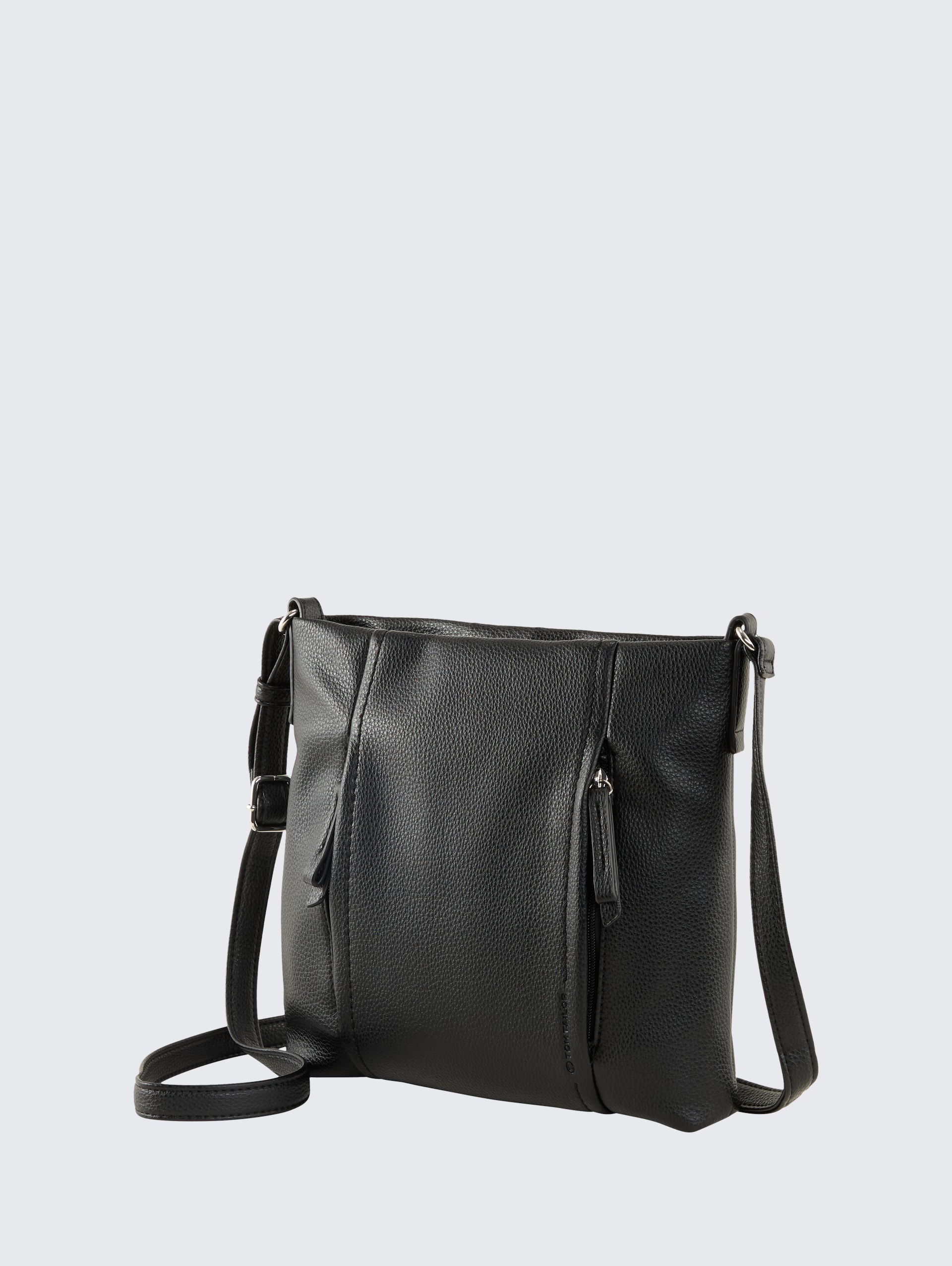 TTBECA M Umhängetasche mit Reißverschluss-Details - schwarz / black - seitliche Produkt-Ansicht 