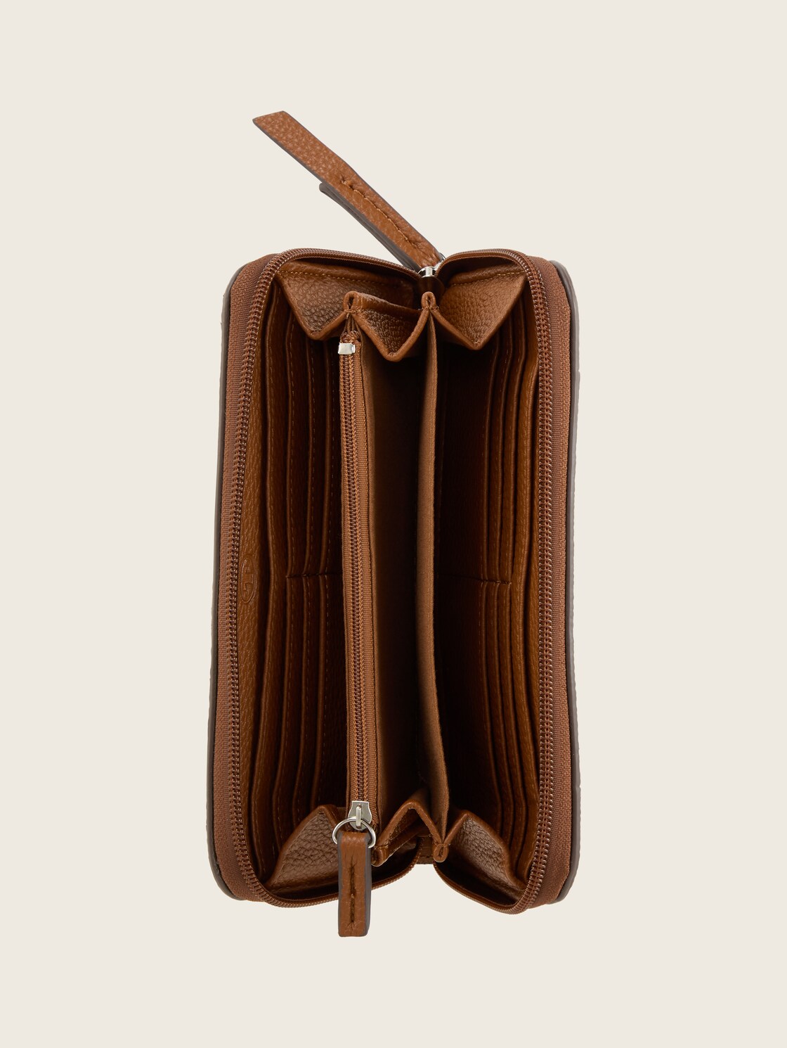 TTBECA Portemonnaie mit Ziernähten - cognac / brandy - seitliche Produkt-Ansicht 