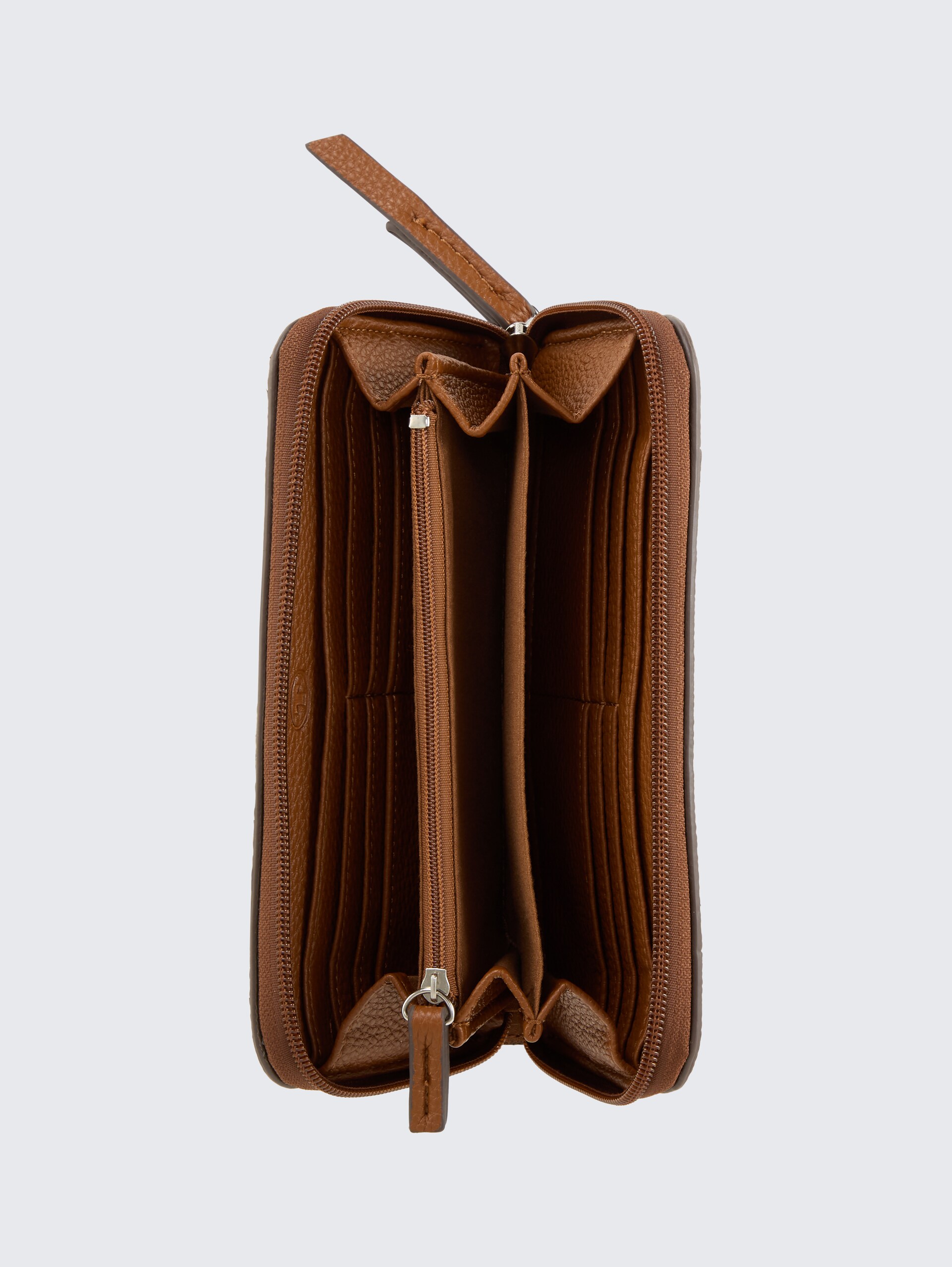 TTBECA Portemonnaie mit Ziernähten - cognac / brandy - seitliche Produkt-Ansicht 
