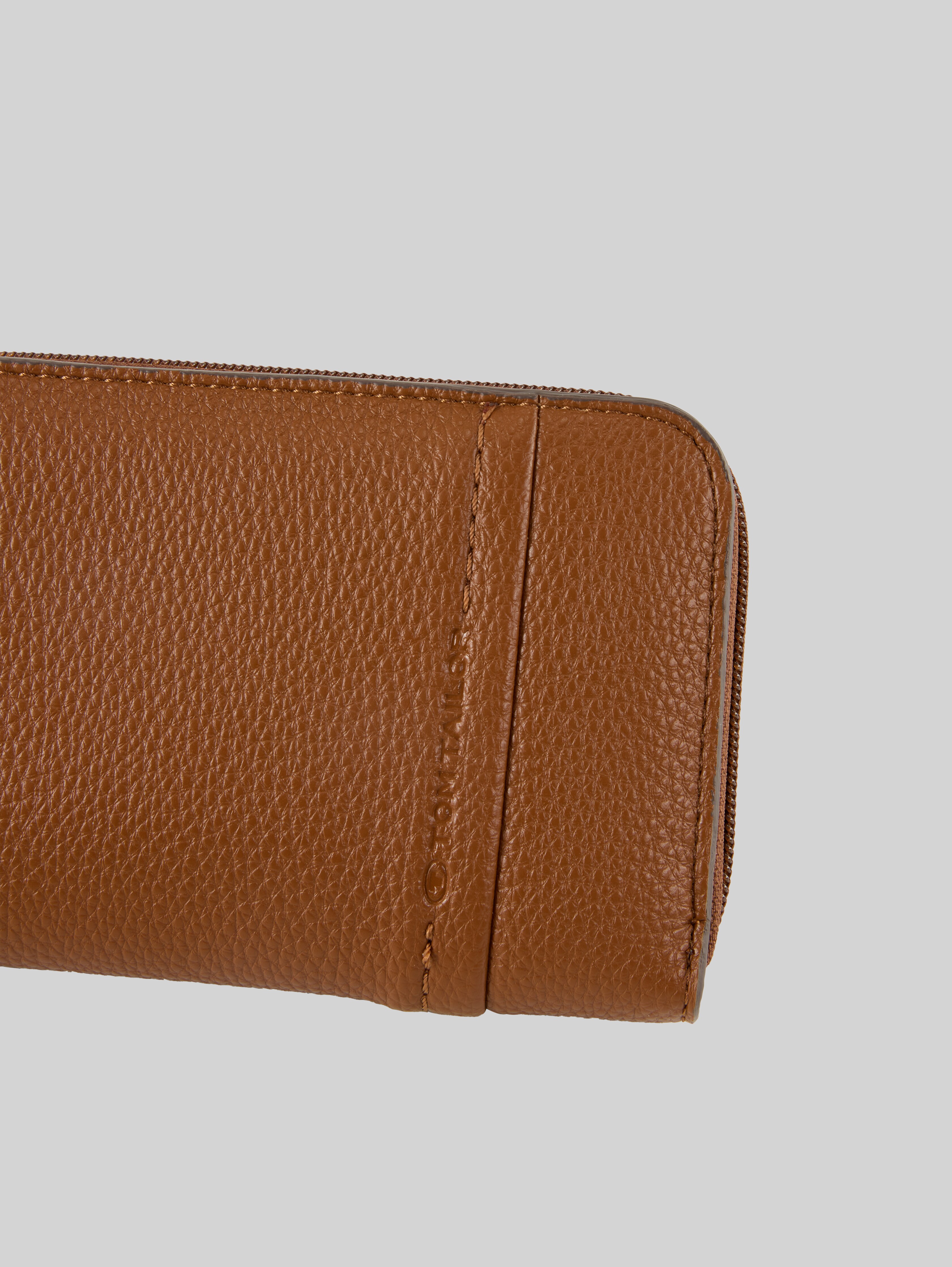 TTBECA wallet with decorative stitching in brown by Tom Tailor