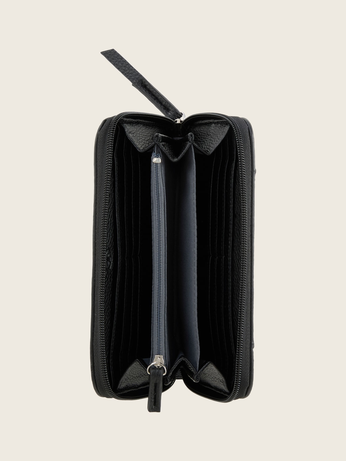 TTBECA Portemonnaie mit Ziernähten - schwarz / black - seitliche Produkt-Ansicht 