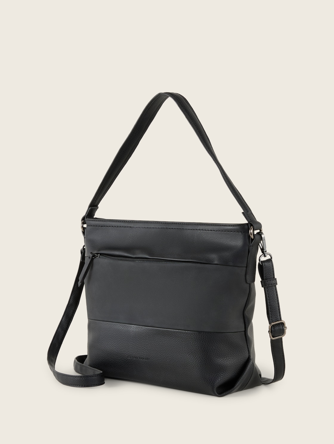 TTNICOLINA M Schultertasche mit Material-Mix - mixed black - seitliche Produkt-Ansicht 