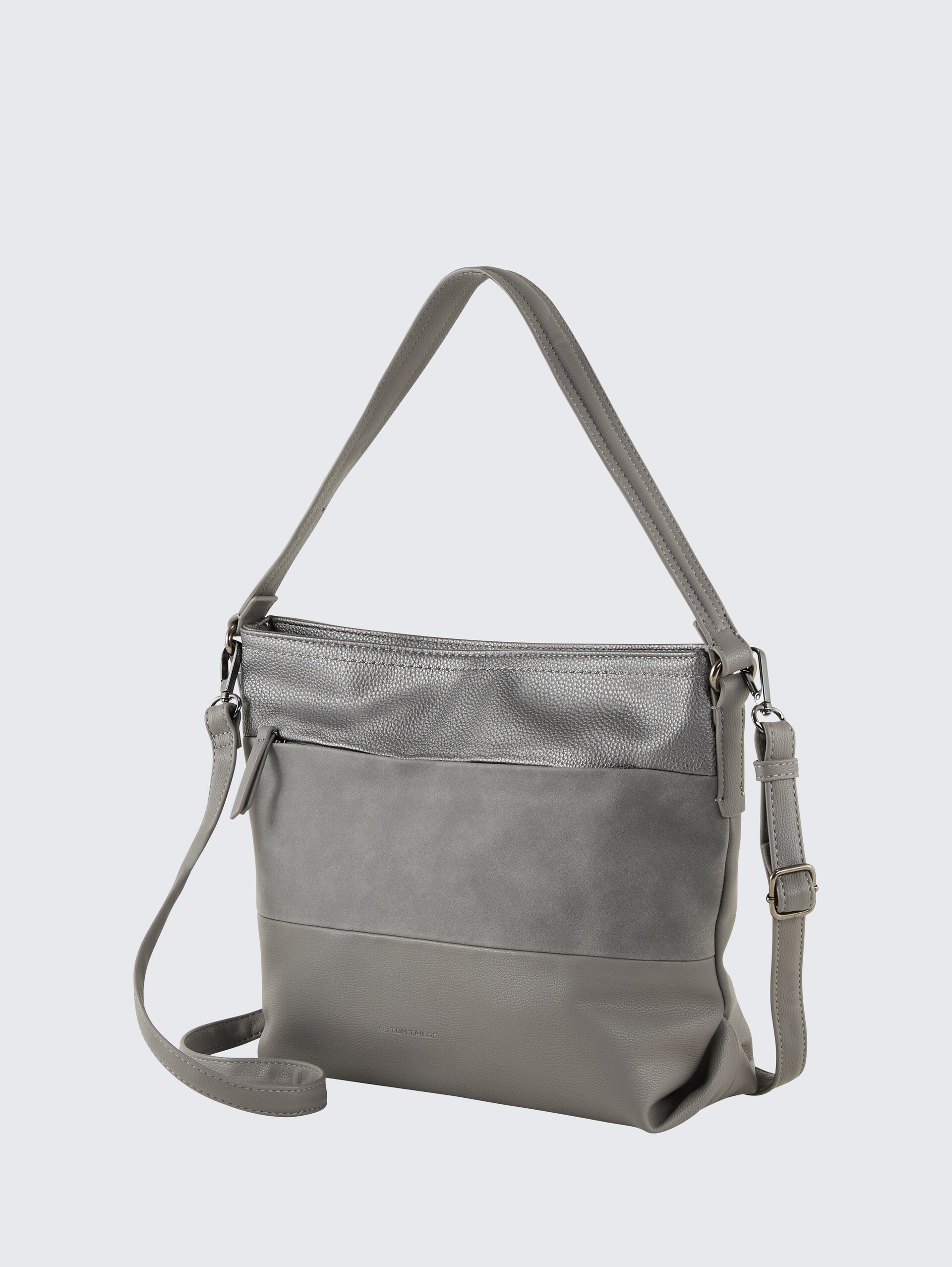 TTNICOLINA M Schultertasche mit Material-Mix - mixed grey - seitliche Produkt-Ansicht 