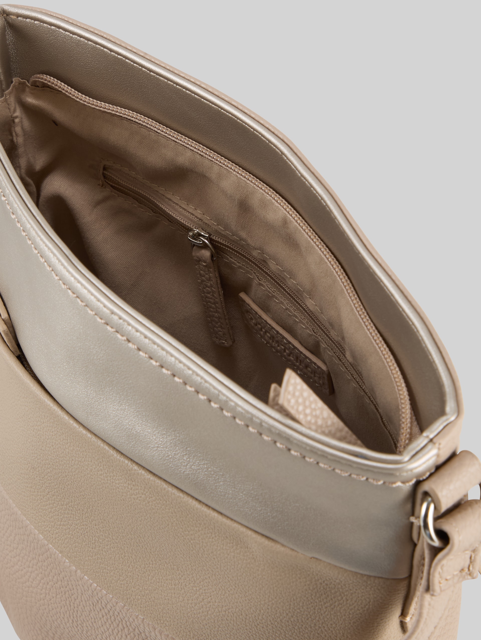 TTNICOLINA M Umhängetasche mit Material-Mix - mixed taupe - seitliche Produkt-Ansicht 