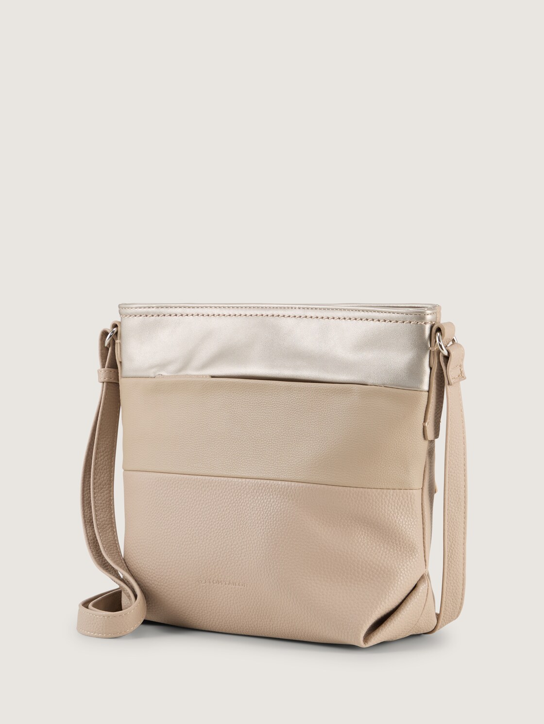 TTNICOLINA M Umhängetasche mit Material-Mix - mixed taupe - seitliche Produkt-Ansicht 