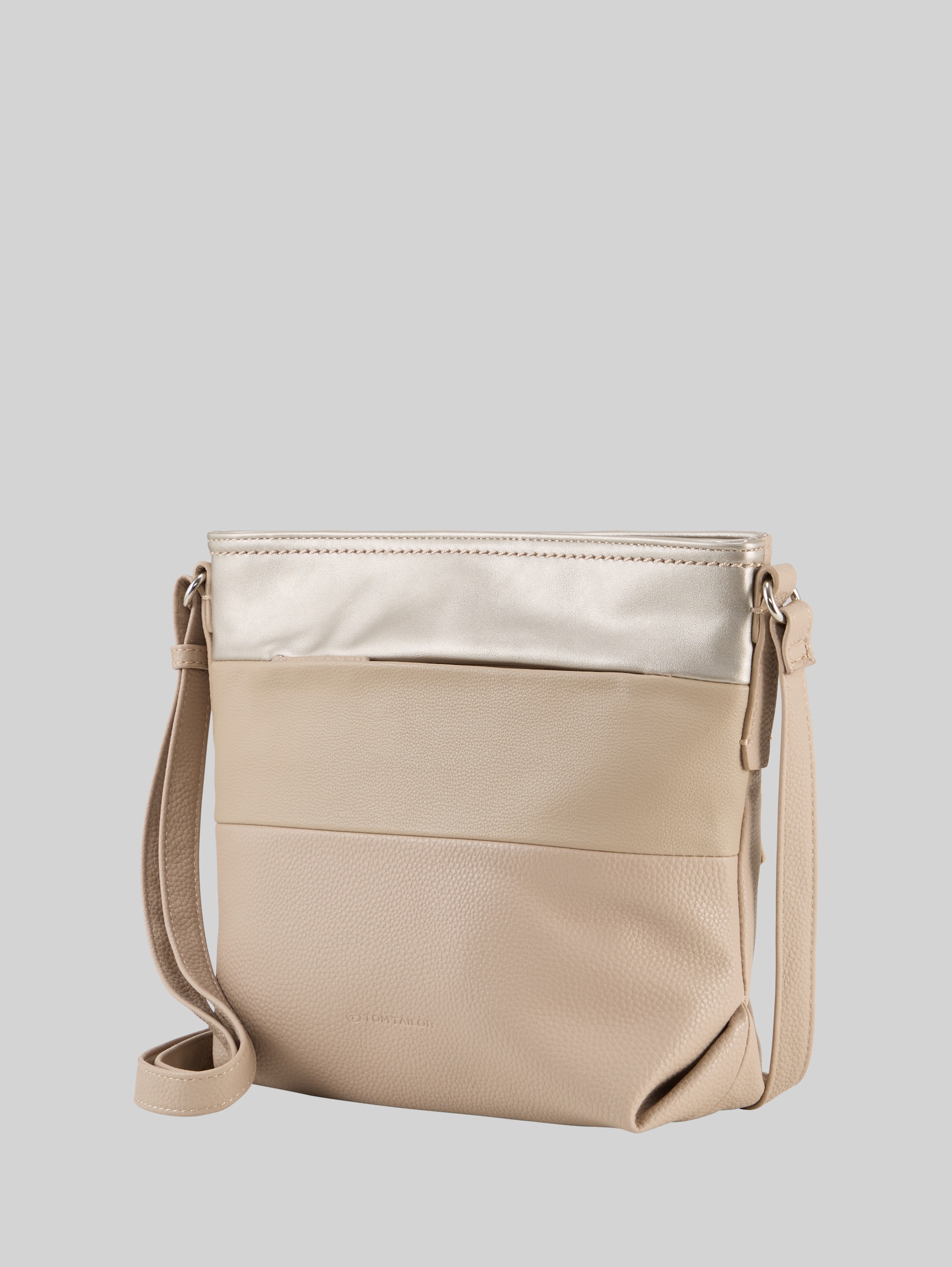 TTNICOLINA M Umhängetasche mit Material-Mix - mixed taupe - seitliche Produkt-Ansicht 