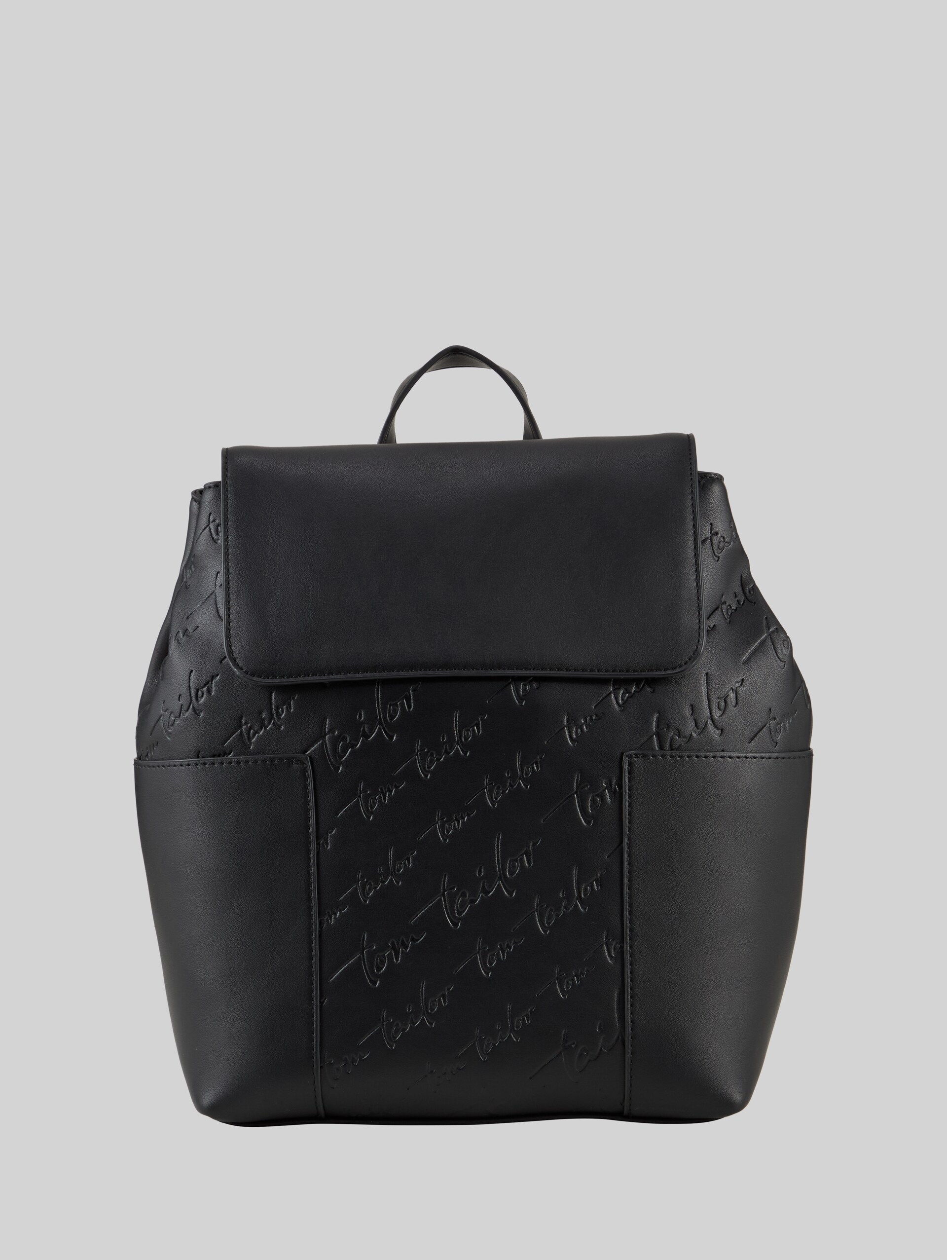 TTWENDI M backpack in faux leather with embossed logo - schwarz / black - Front product view