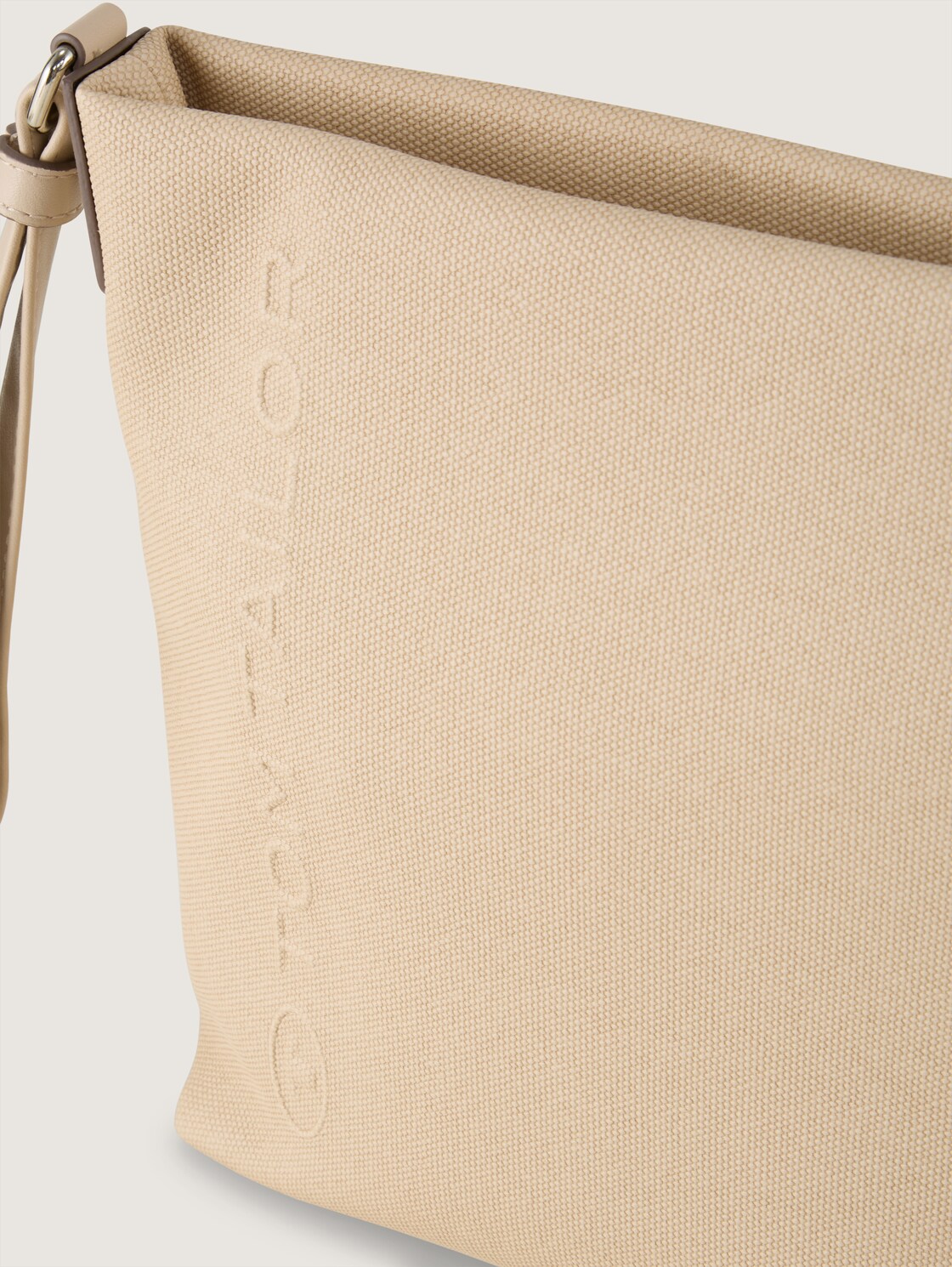 TTROSA S Umhängetasche in Canvas-Optik - beige / beige - seitliche Produkt-Ansicht 