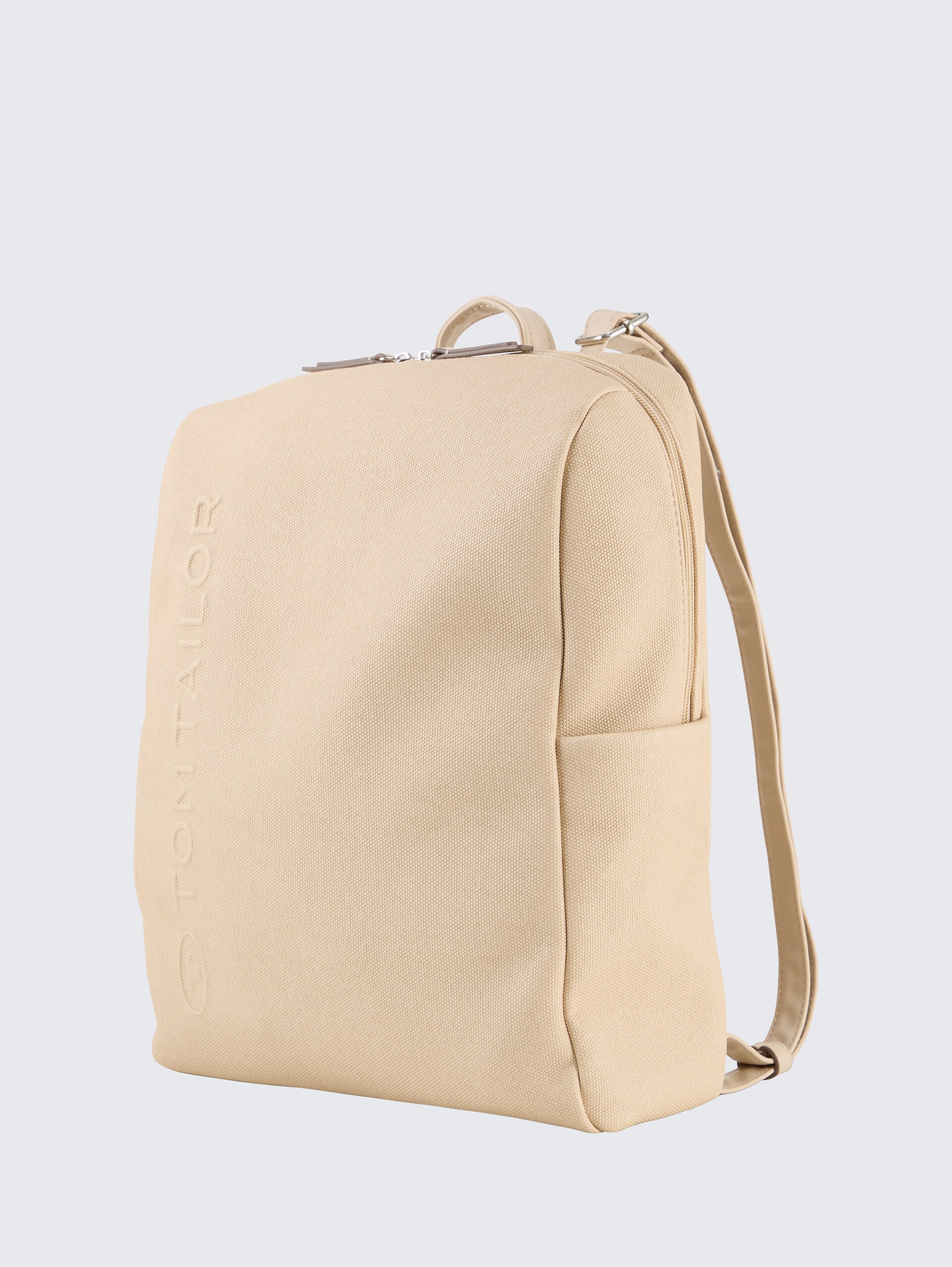 TTROSA M Rucksack in Canvas-Optik mit Logoprägung - beige / beige - seitliche Produkt-Ansicht 