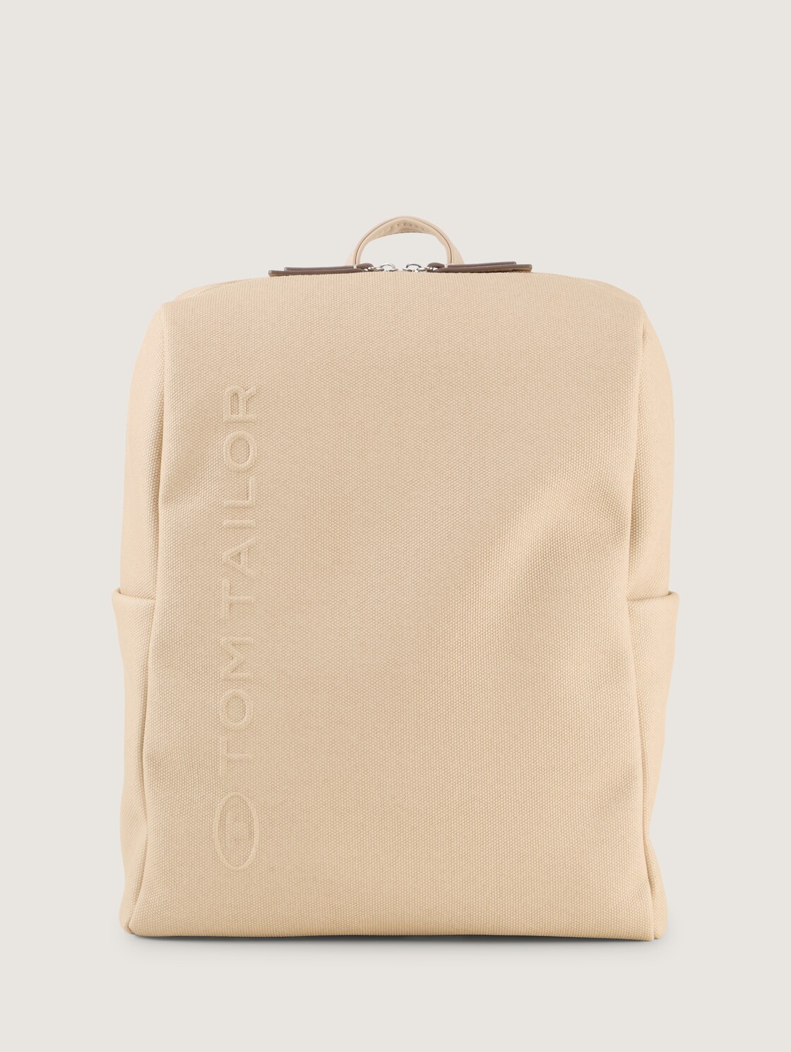 TTROSA M Rucksack in Canvas-Optik mit Logoprägung - beige / beige - Vorder-Produkt-Ansicht