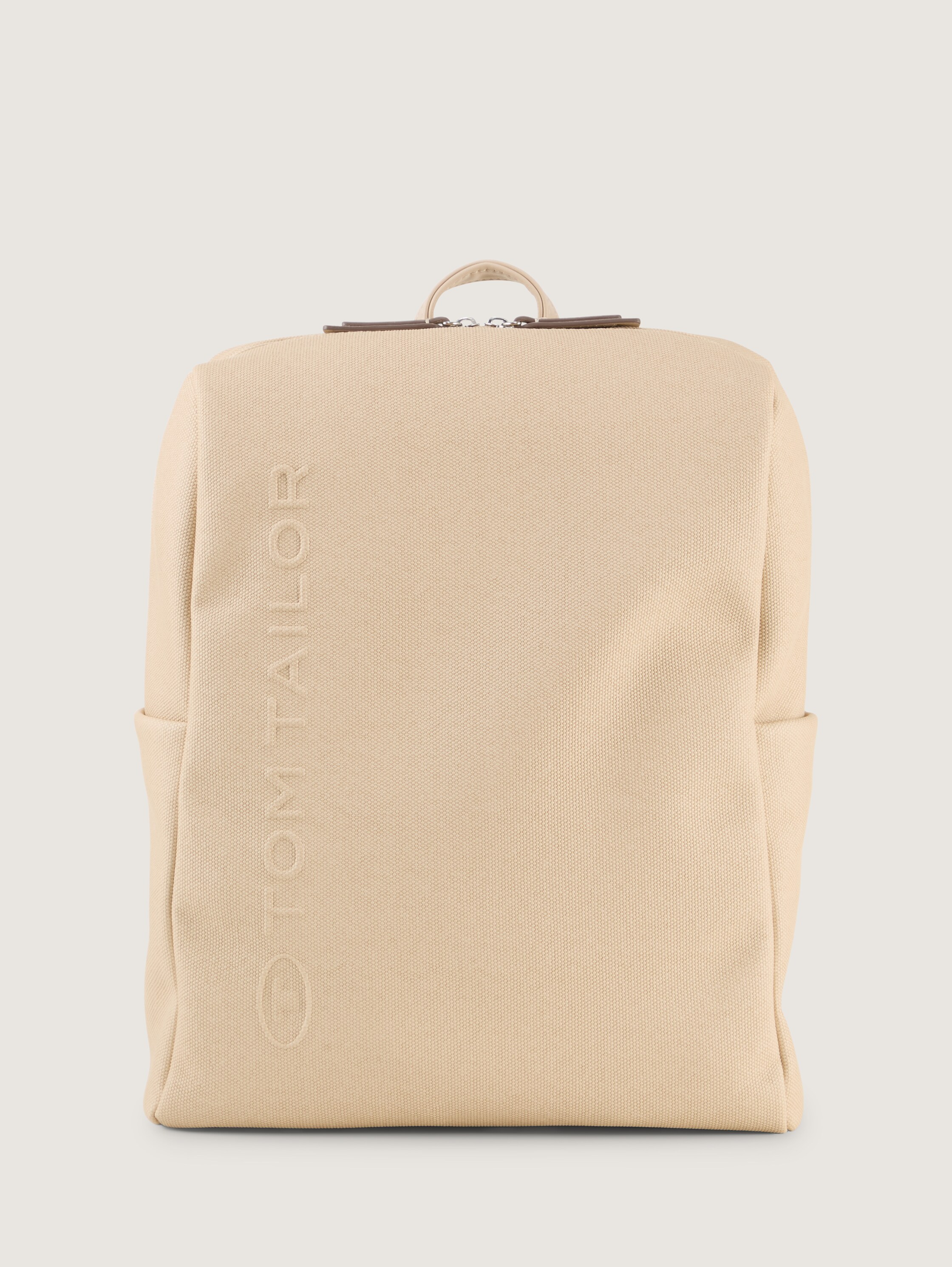 TTROSA M Rucksack in Canvas-Optik mit Logoprägung - beige_beige - 