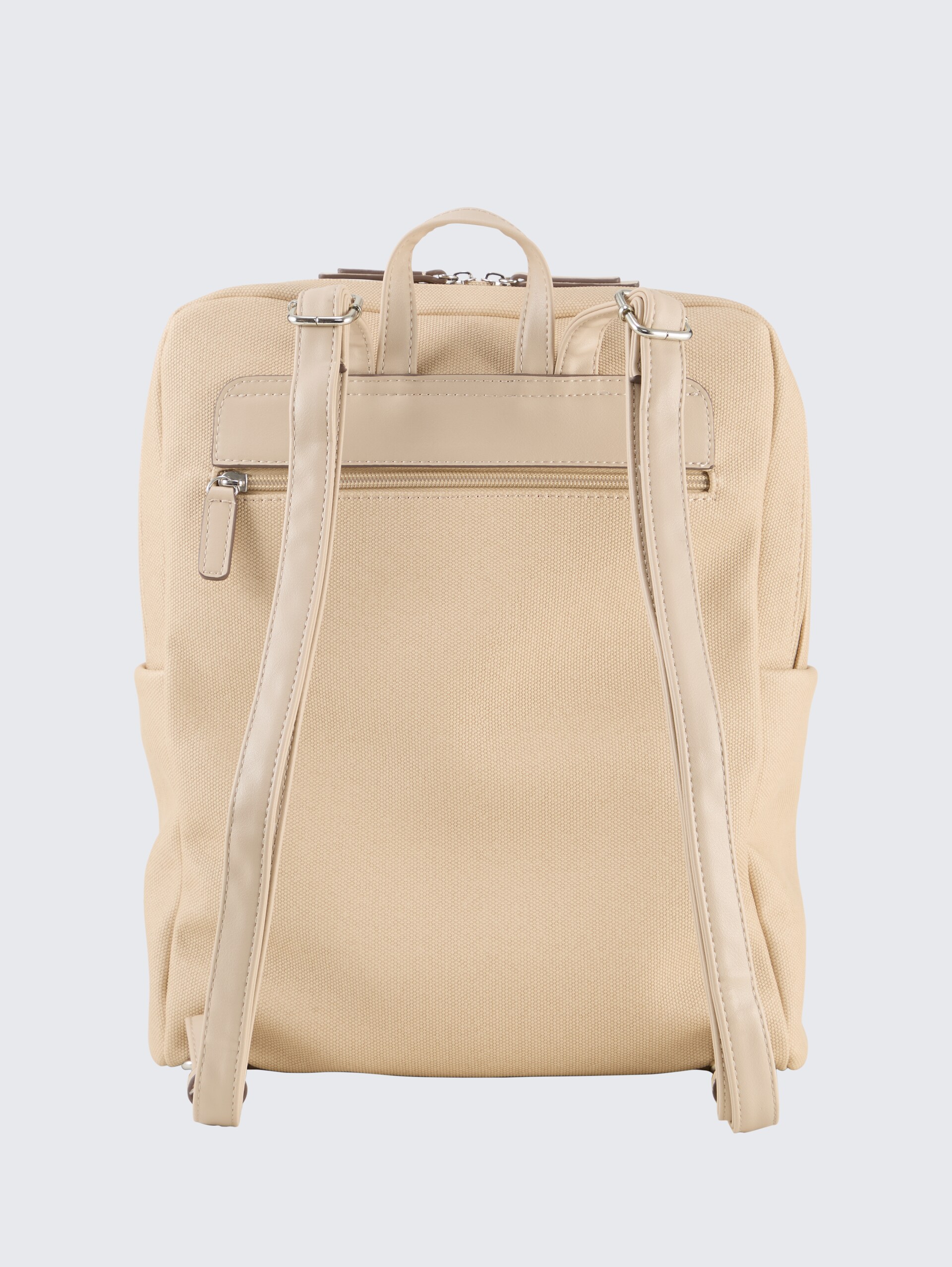 TTROSA M Rucksack in Canvas-Optik mit Logoprägung - beige / beige - Produkt-Rückansicht