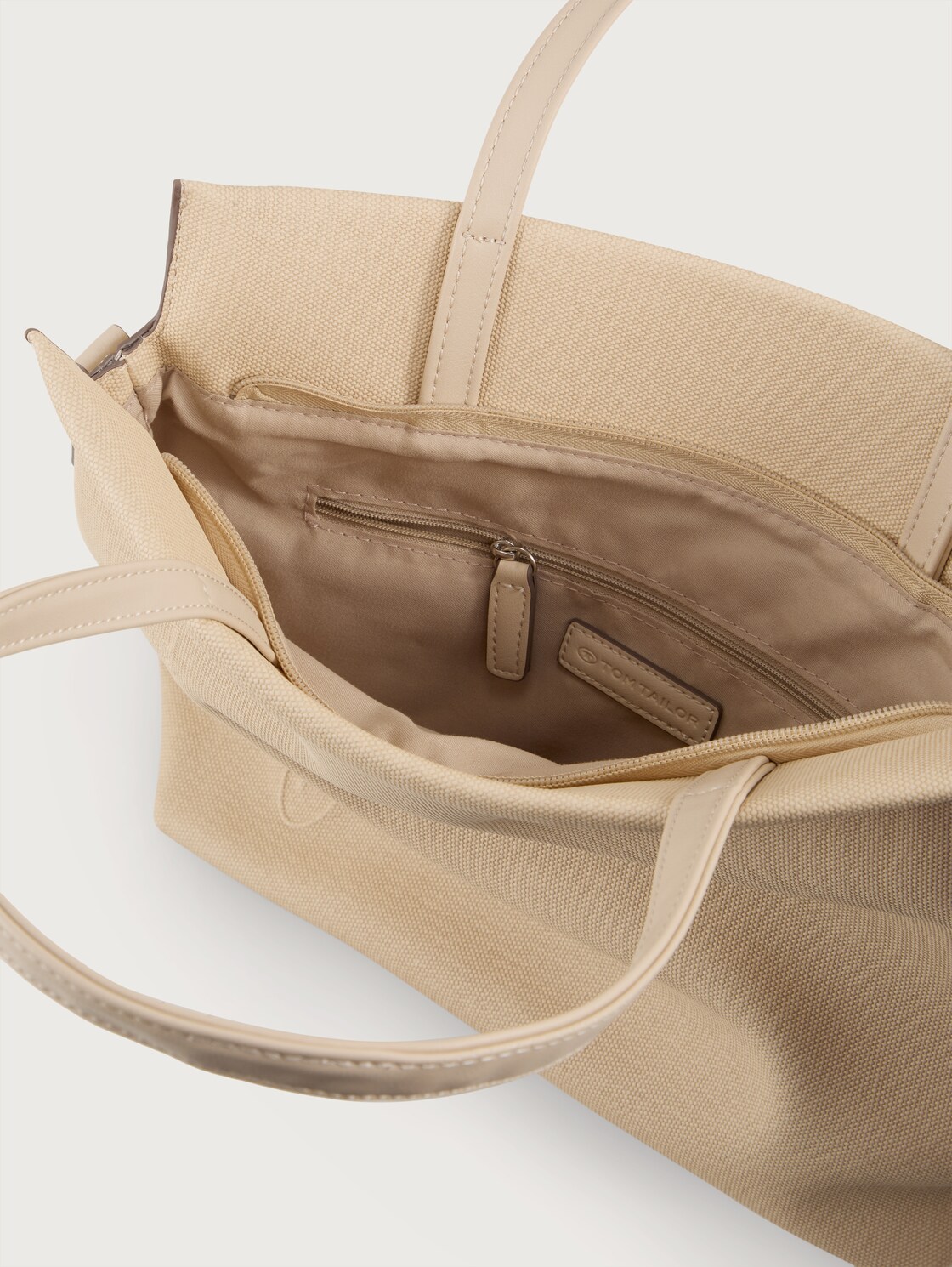 TTROSA M Zip Shopper mit doppeltem Riemen - beige / beige - seitliche Produkt-Ansicht 