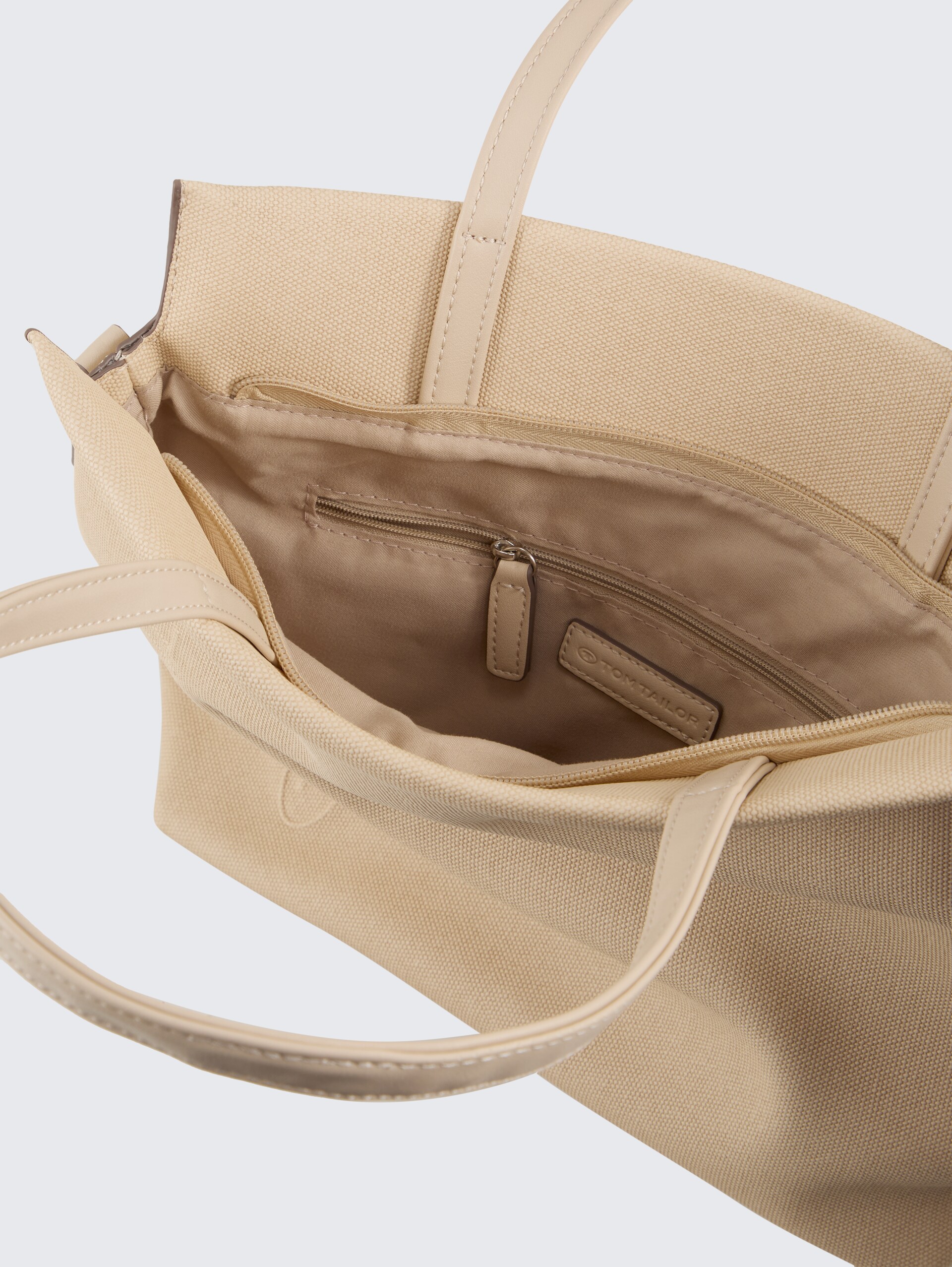 TTROSA M Zip Shopper mit doppeltem Riemen - beige / beige - seitliche Produkt-Ansicht 