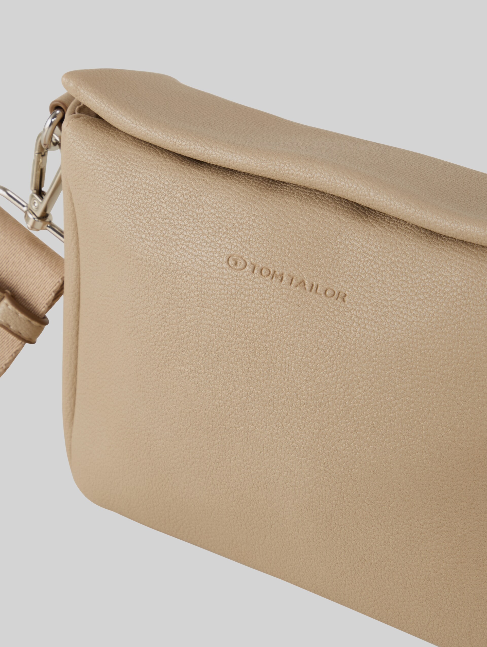TTRELLA S shoulder bag with small flap and embossed logo - taupe / taupe - side product view 