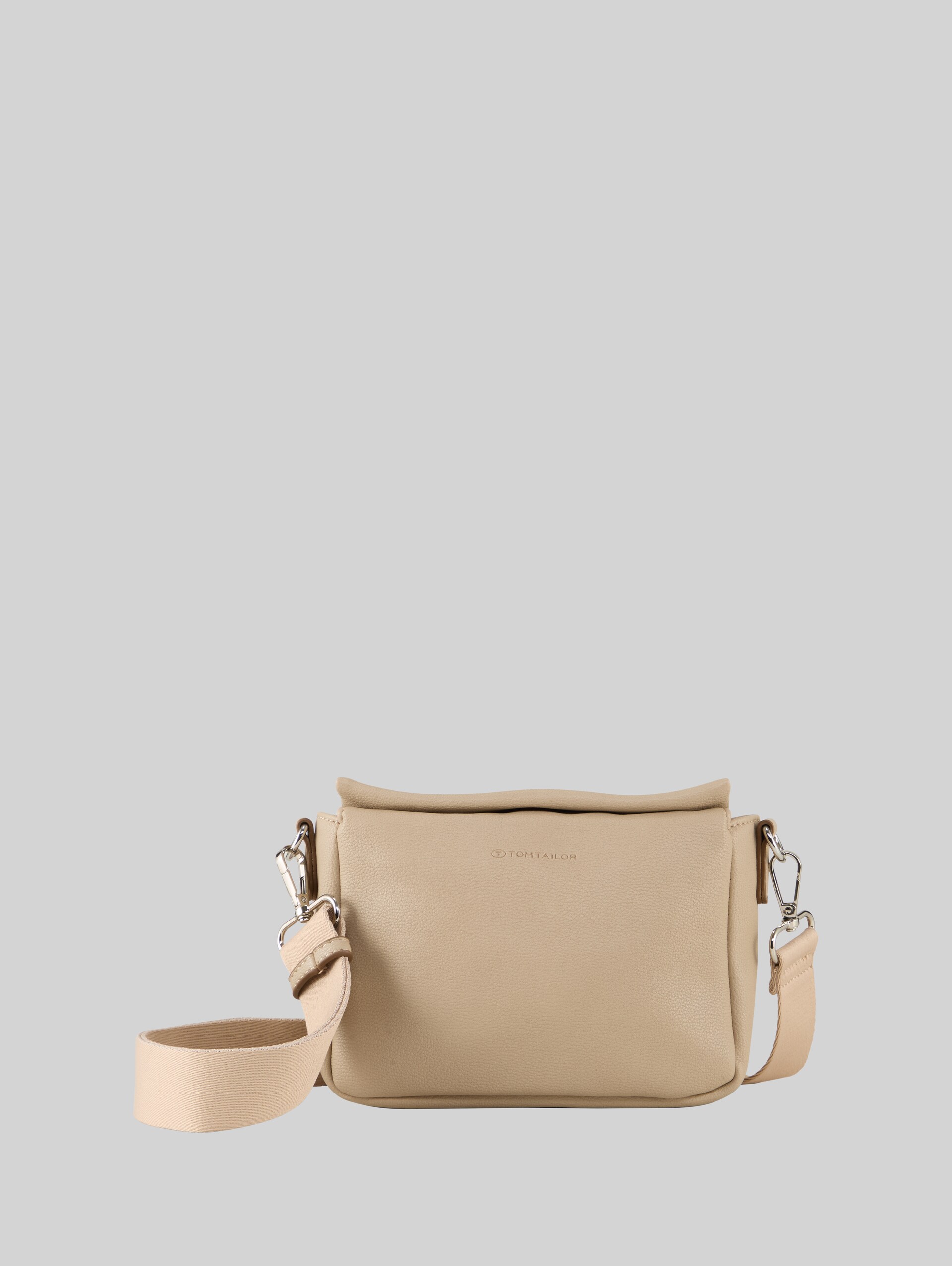 TTRELLA S shoulder bag with small flap and embossed logo - taupe / taupe - Front product view