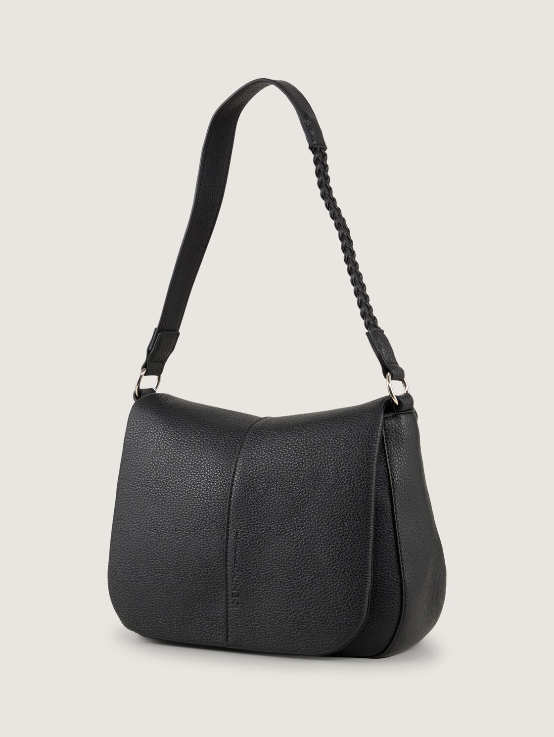 TTNEDA Schultertasche mit Flecht-Detail - schwarz / black - seitliche Produkt-Ansicht 