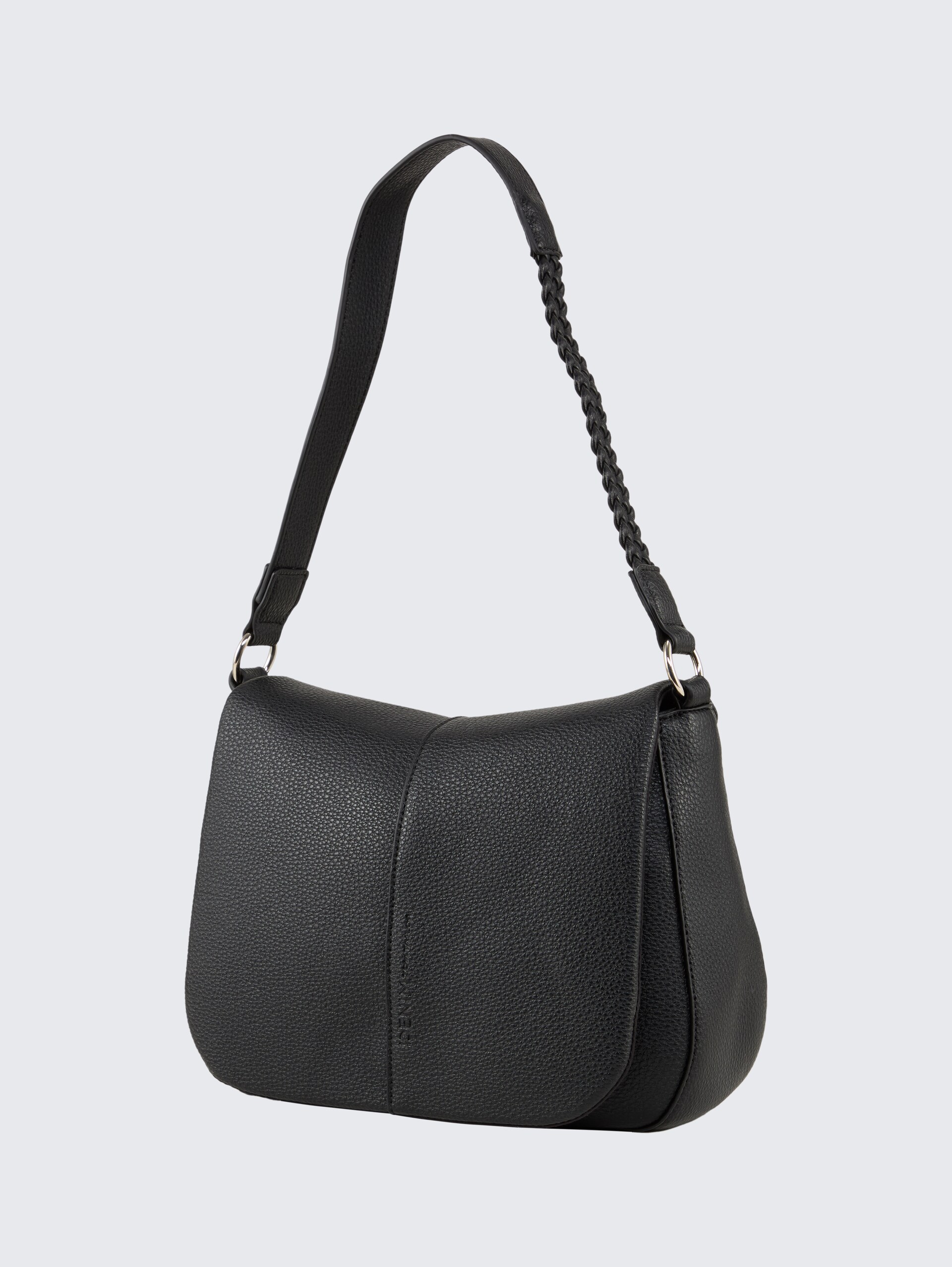 TTNEDA Schultertasche mit Flecht-Detail - schwarz / black - seitliche Produkt-Ansicht 