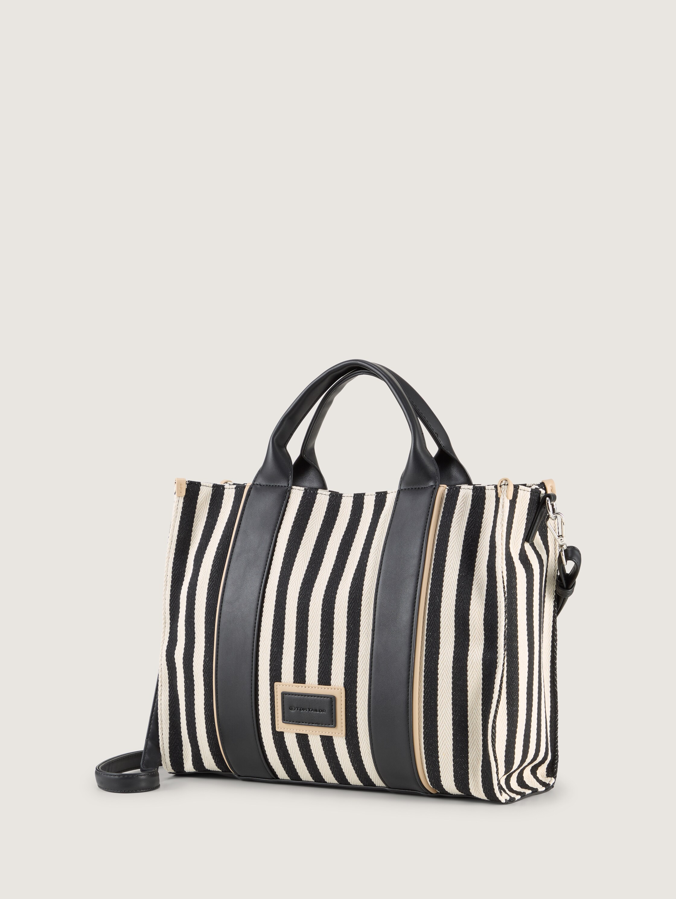 TTMALIE L Shopper mit Streifenmuster - stripes black - seitliche Produkt-Ansicht