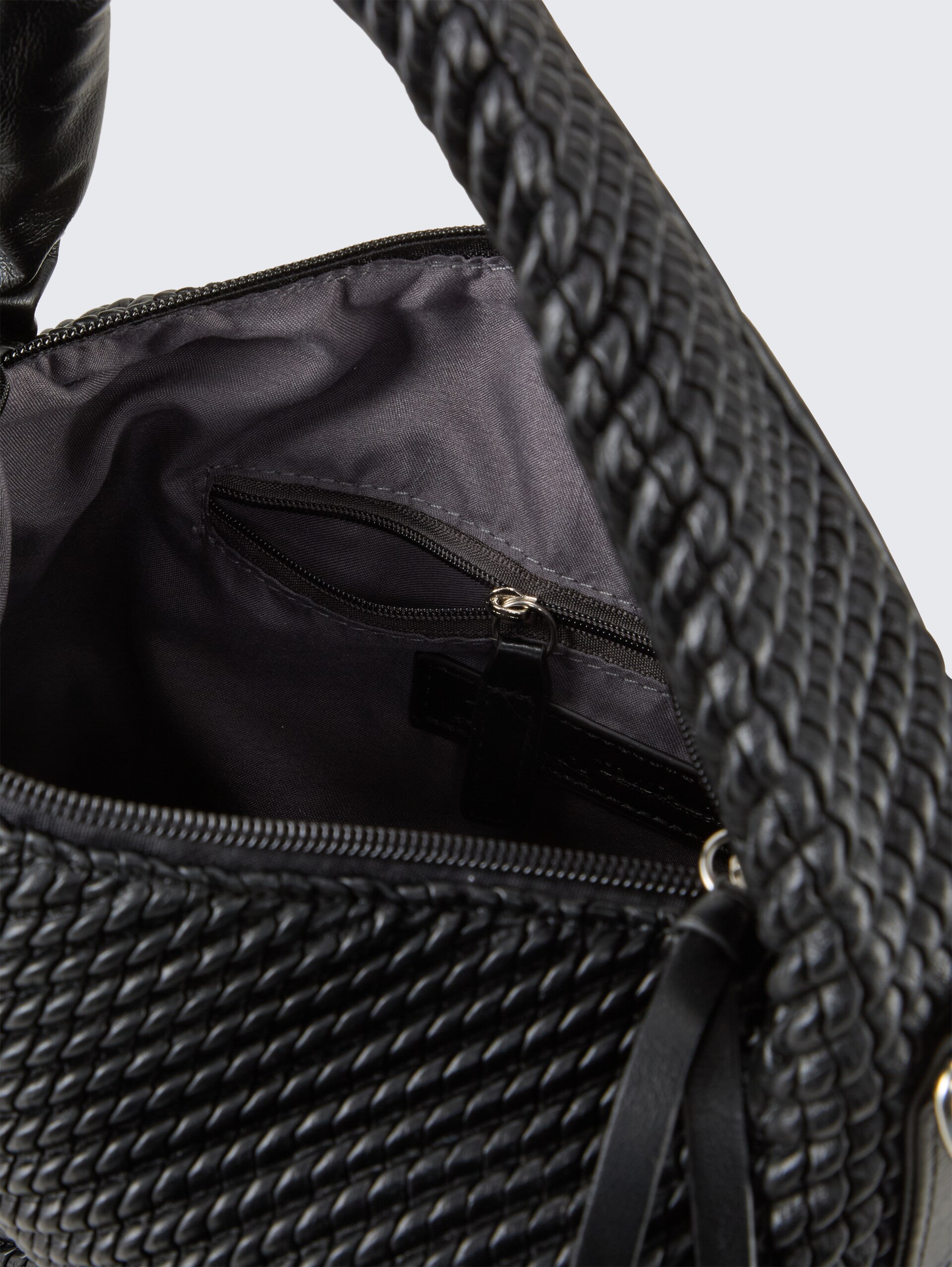 TTNOMI M Beuteltasche in Flecht-Optik - schwarz / black - seitliche Produkt-Ansicht 