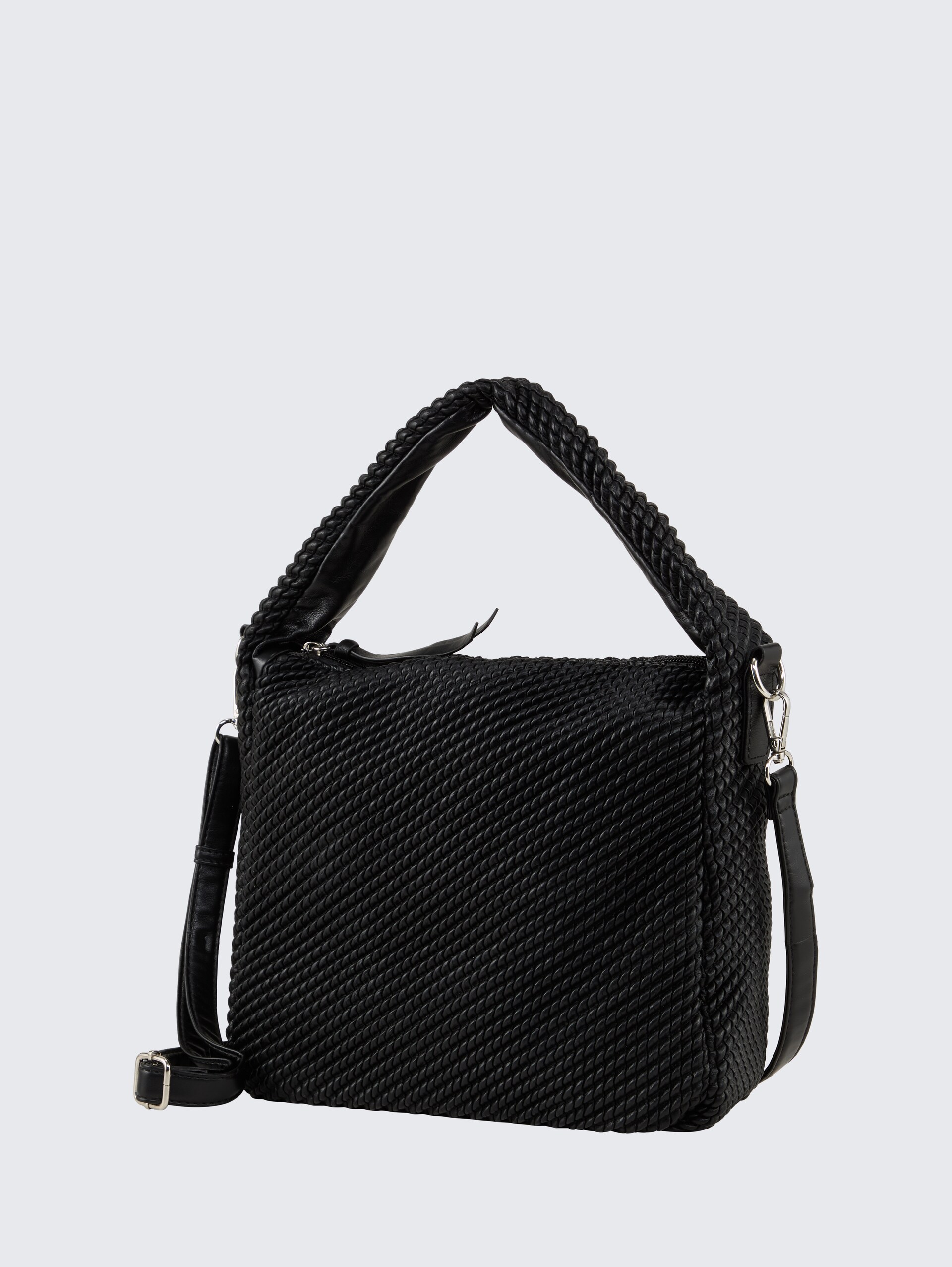 TTNOMI M Beuteltasche in Flecht-Optik - schwarz / black - seitliche Produkt-Ansicht 