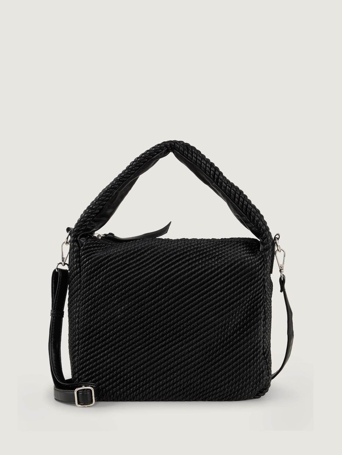 TTNOMI M Beuteltasche in Flecht-Optik - schwarz / black - Vorder-Produkt-Ansicht