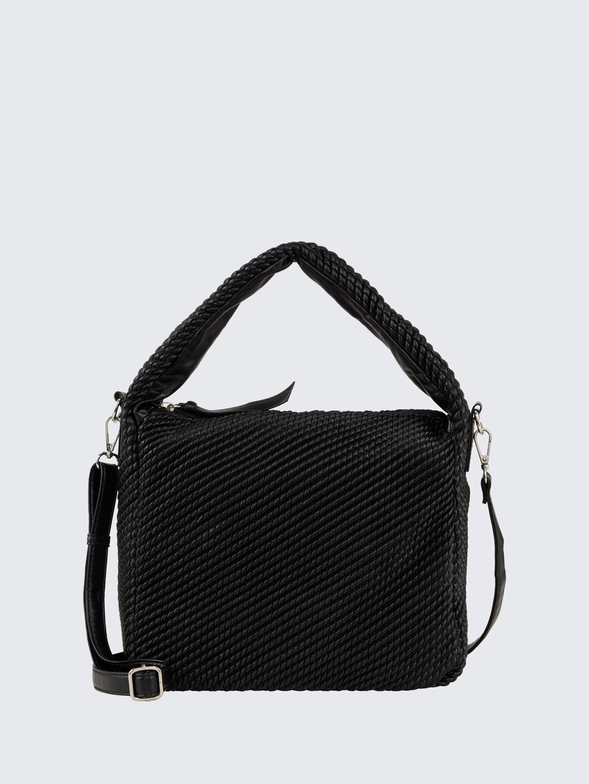 TTNOMI M Beuteltasche in Flecht-Optik - schwarz / black - Vorder-Produkt-Ansicht