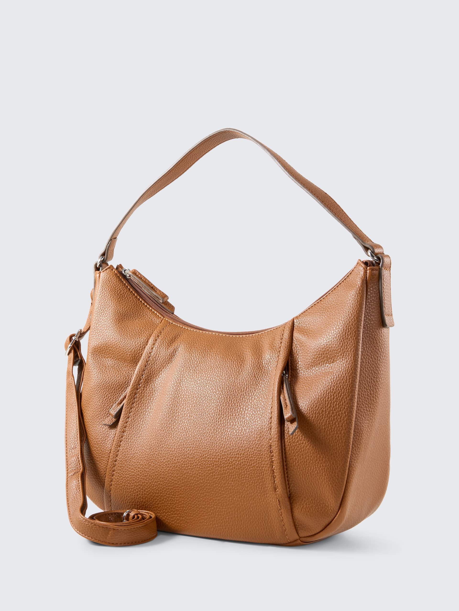 TTBECA M Beuteltasche mit Reißverschluss-Details - cognac / brandy - seitliche Produkt-Ansicht 
