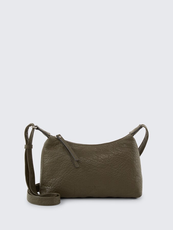 TTEVELINA S schoudertas van generfd imitatieleer door Women, khaki / khaki