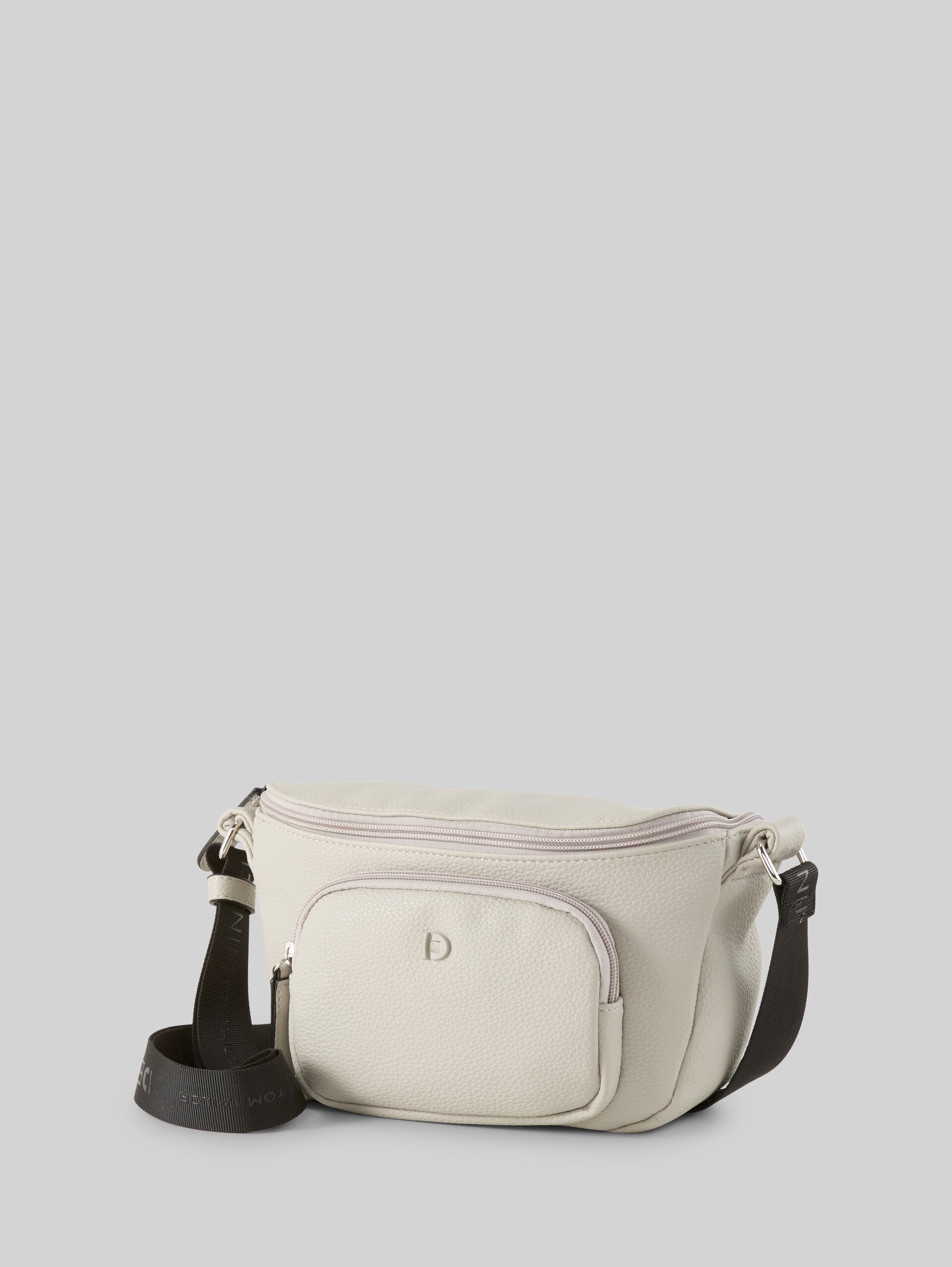 TTFARA M shoulder bag in imitation leather - light grey - side product view 