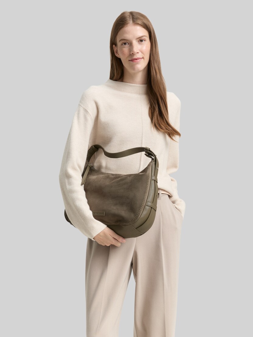 TTLYSA M Schultertasche in Velourleder-Optik von Women, khaki / khaki