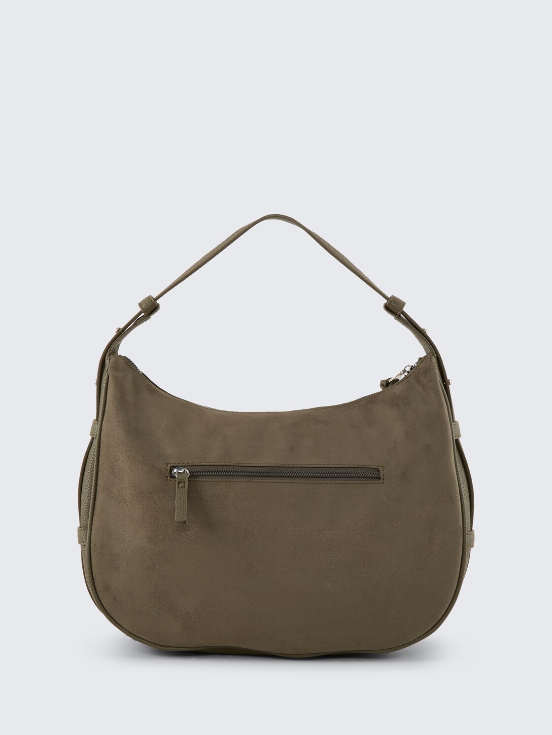 TTLYSA M Schultertasche in Velourleder-Optik - khaki / khaki - Produkt-Rückansicht