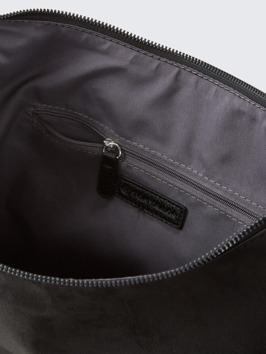 TTLYSA M Schultertasche in Velourleder-Optik - schwarz / black - seitliche Produkt-Ansicht 