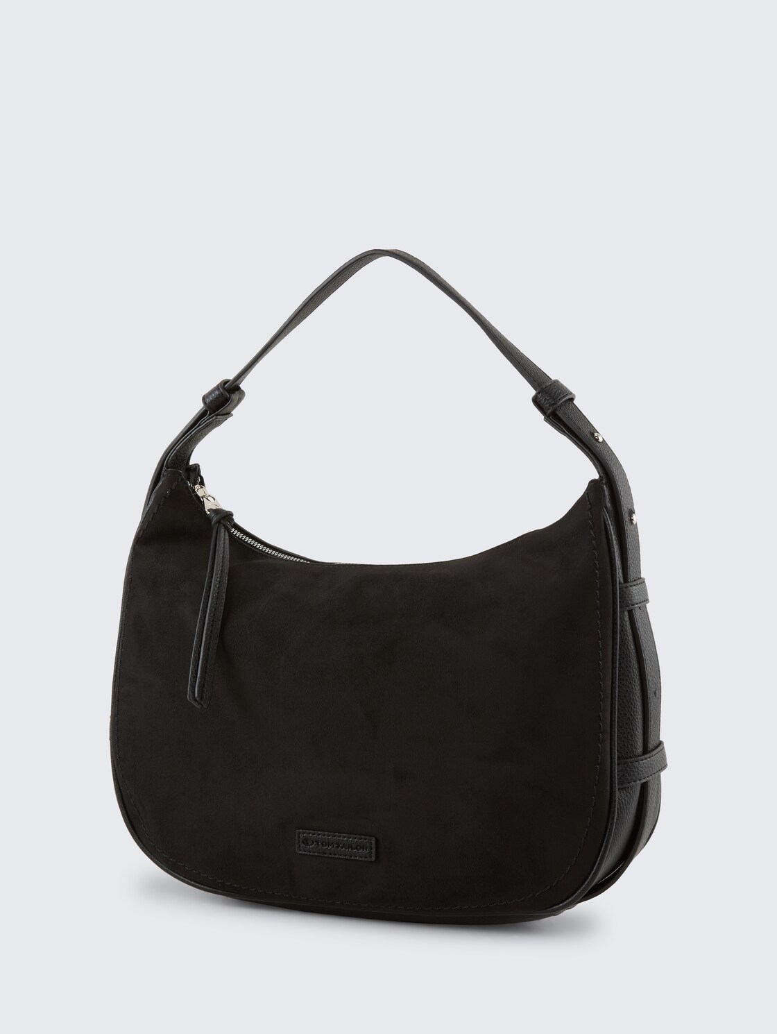 TTLYSA M Schultertasche in Velourleder-Optik - schwarz / black - seitliche Produkt-Ansicht 