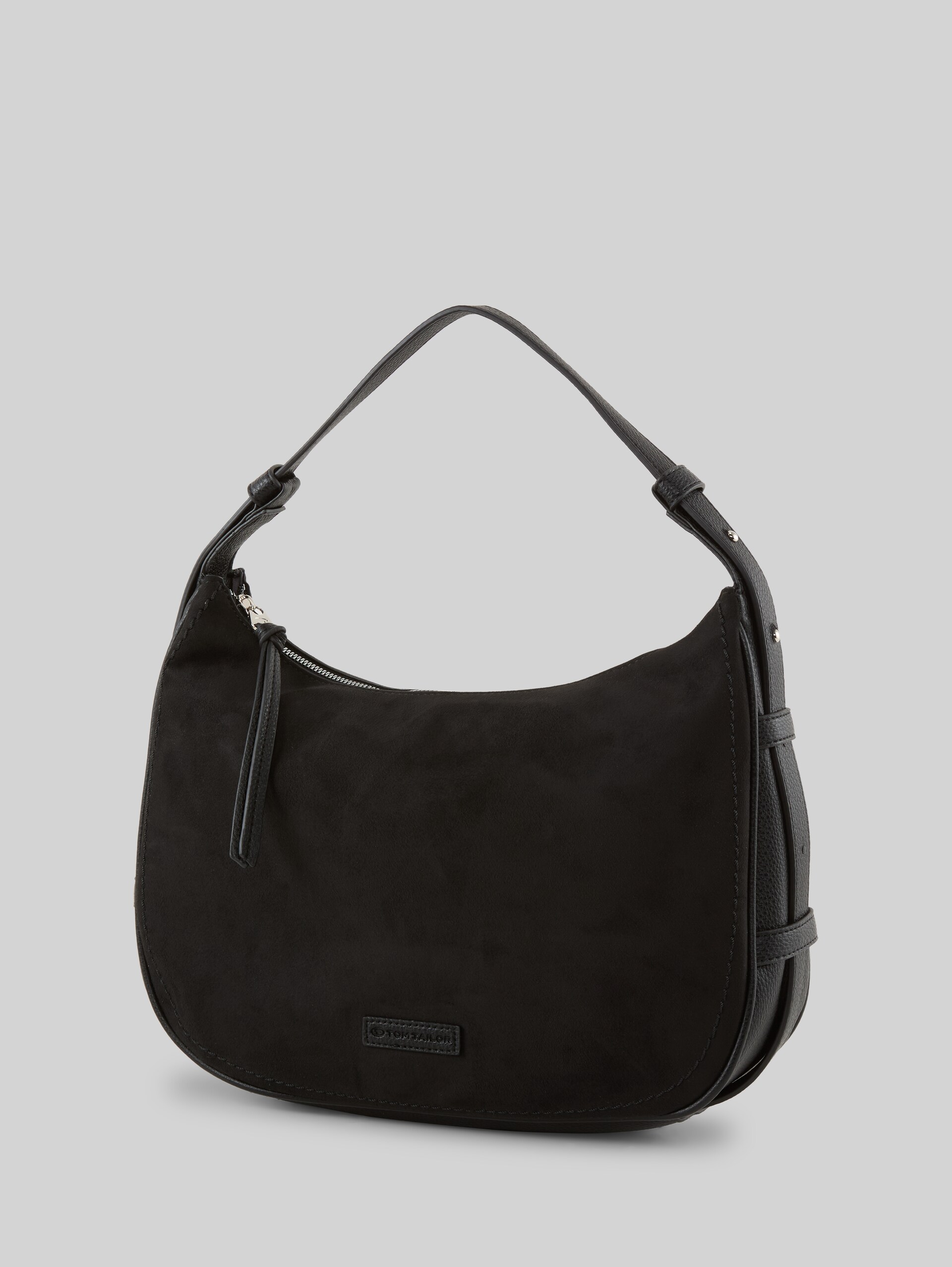 TTLYSA M Schultertasche in Velourleder-Optik - schwarz / black - seitliche Produkt-Ansicht 