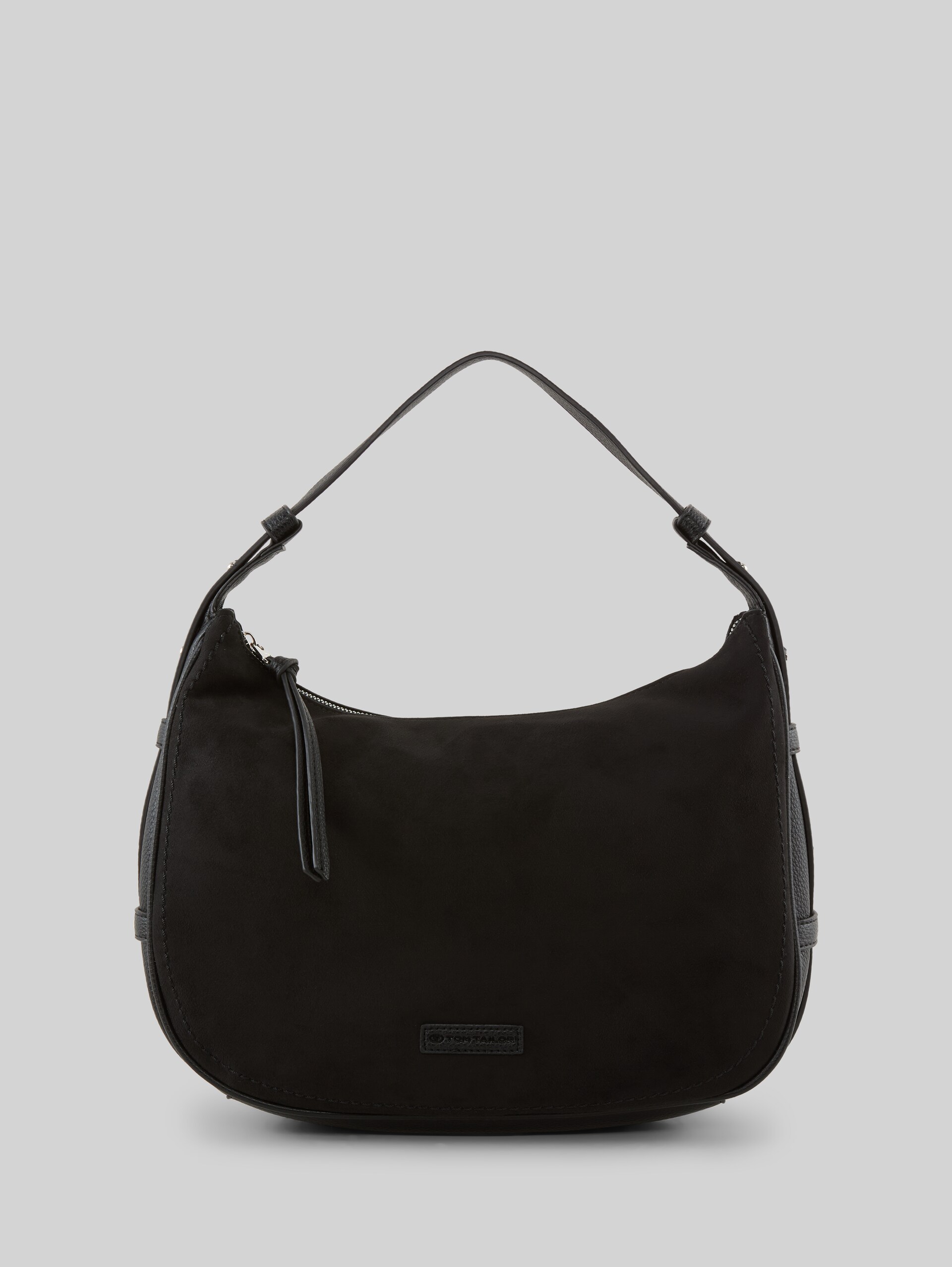 TTLYSA M Schultertasche in Velourleder-Optik - schwarz / black - Vorder-Produkt-Ansicht