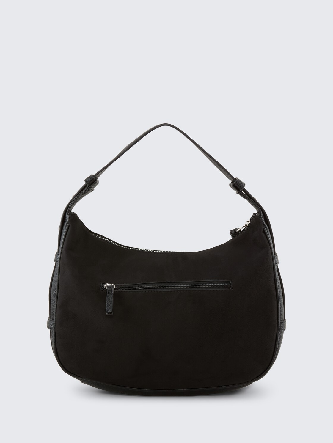 TTLYSA M Schultertasche in Velourleder-Optik - schwarz / black - Produkt-Rückansicht