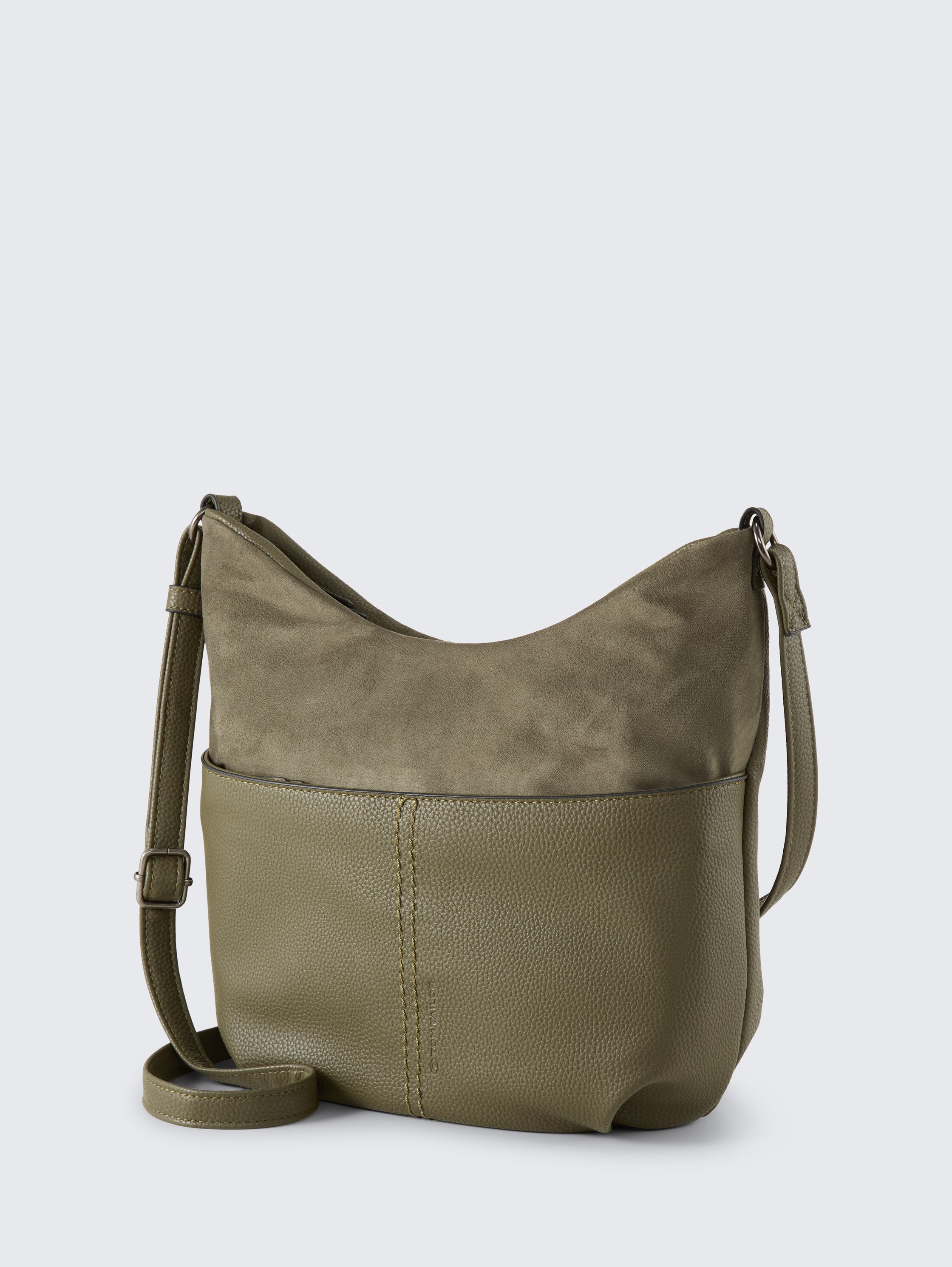 TTMIHA M schoudertas met materiaalmix - khaki / khaki - zijaanzicht product 