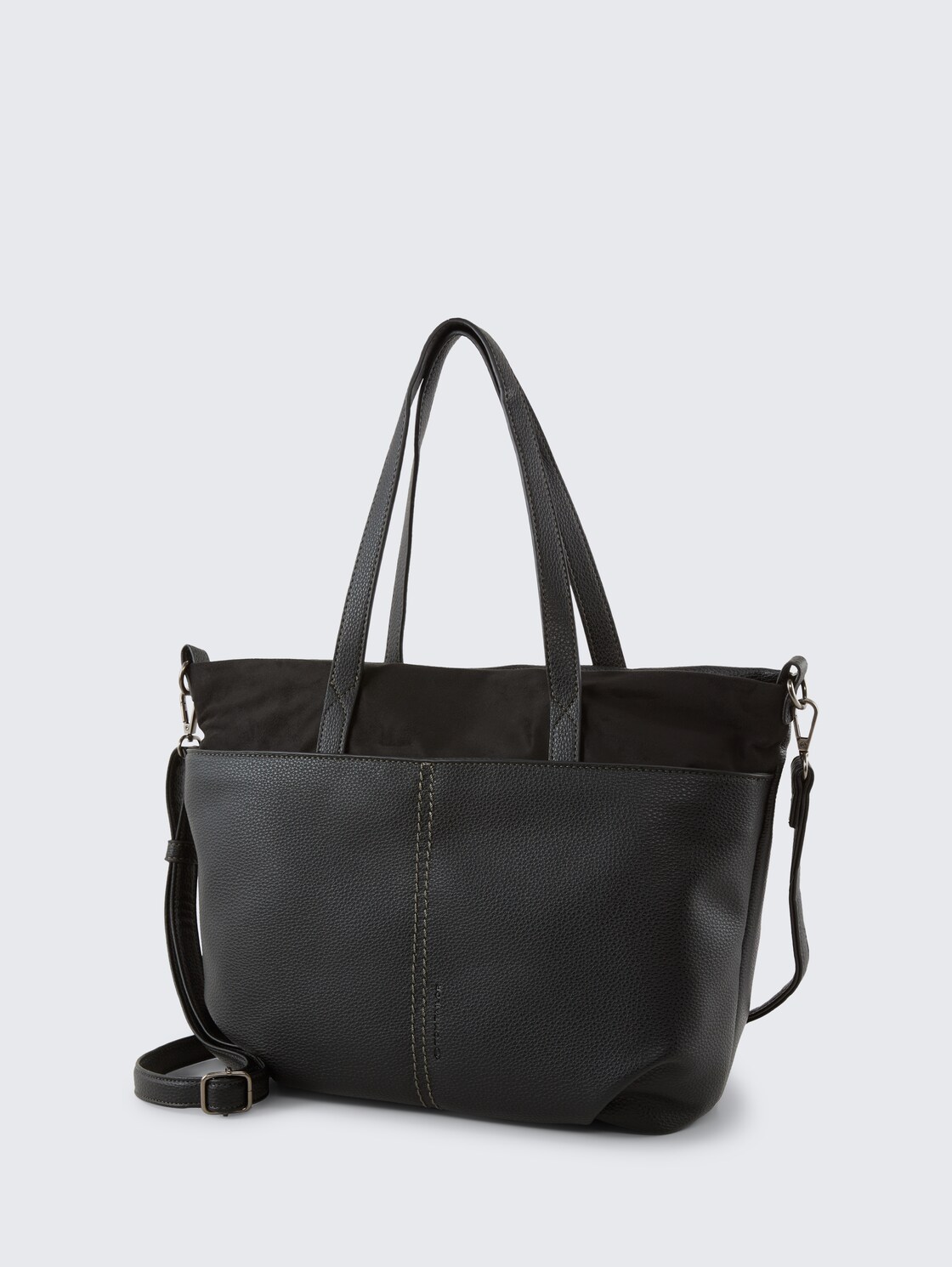 TTMIHA L Shopper mit Material-Mix - schwarz / black - seitliche Produkt-Ansicht 