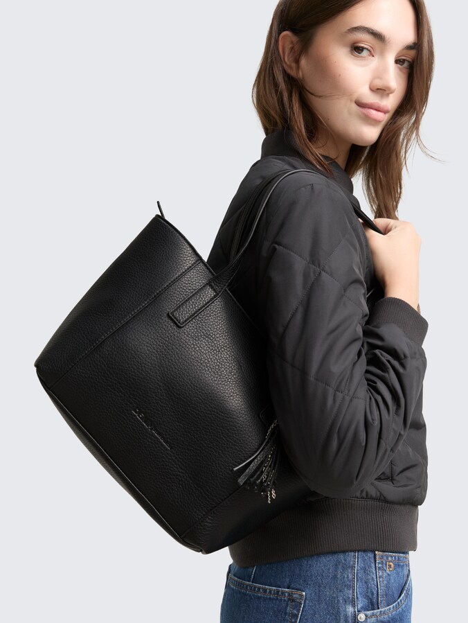 TTPRIYA L Shopper mit Ziernähten von Denim Female, schwarz / black