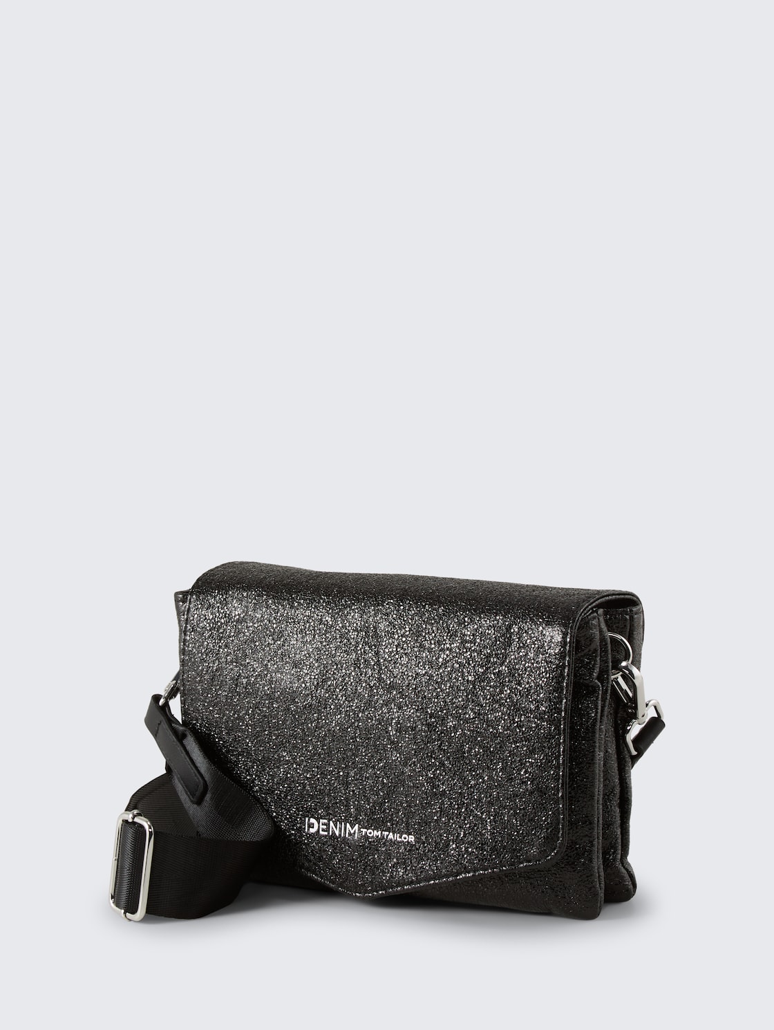 TTQUINN S Umhängetasche in Glitzer-Optik - metallic black - seitliche Produkt-Ansicht 