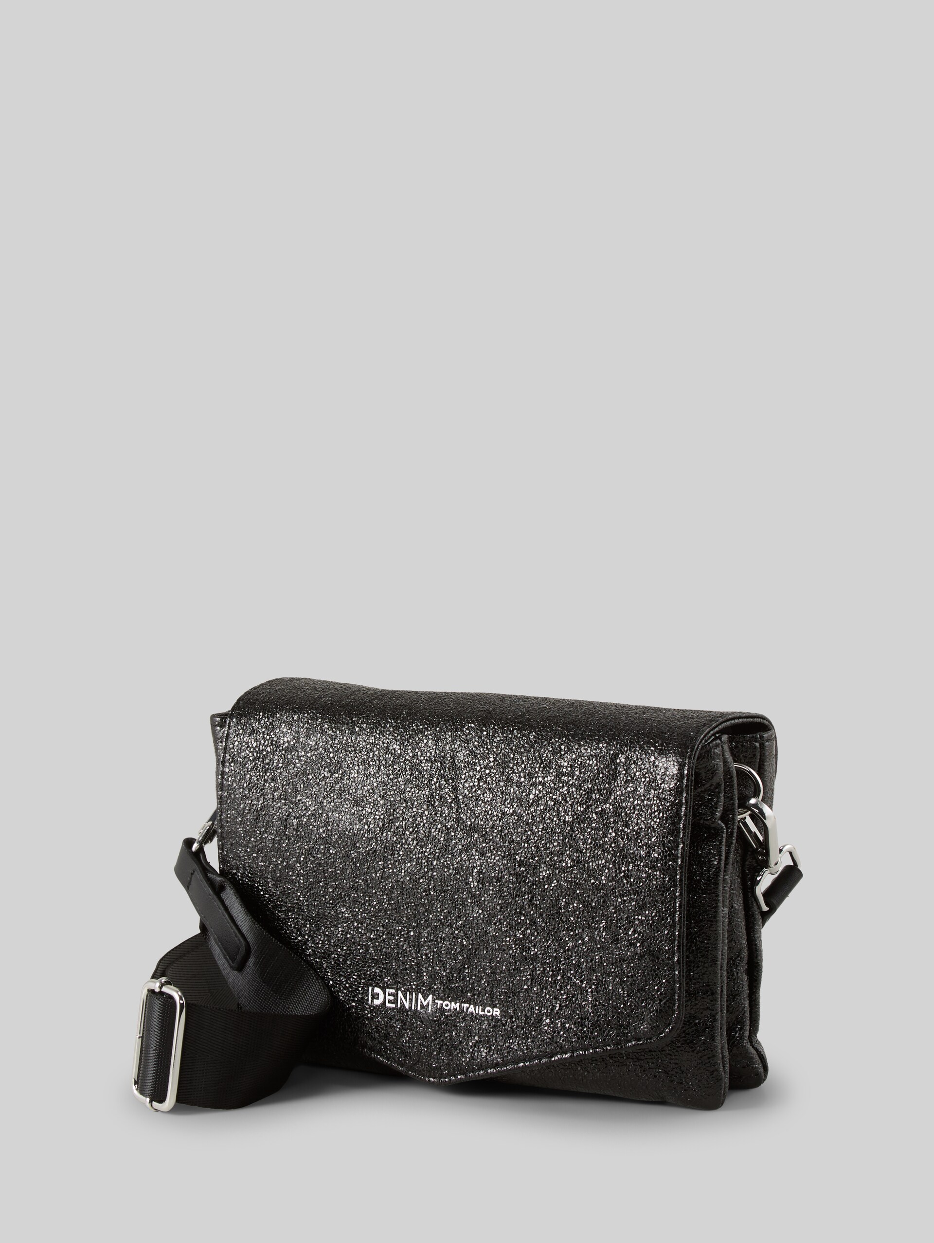 TTQUINN S shoulder bag in glitter look - metallic black - side product view 