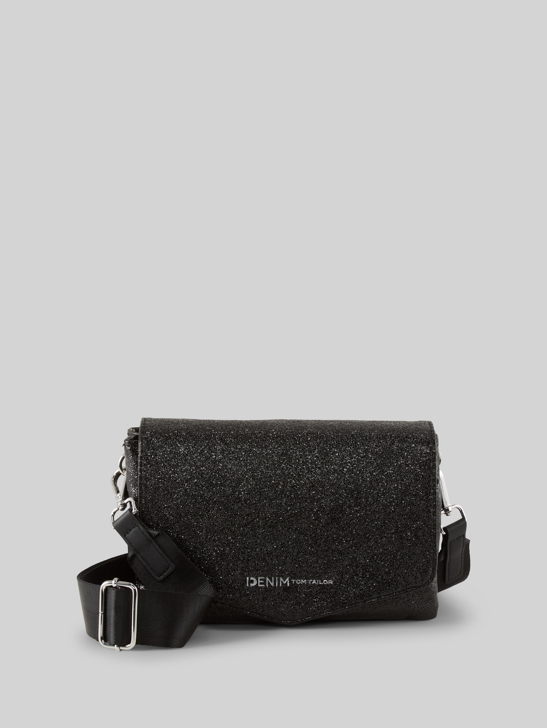 TTQUINN S shoulder bag in glitter look - metallic black - Front product view