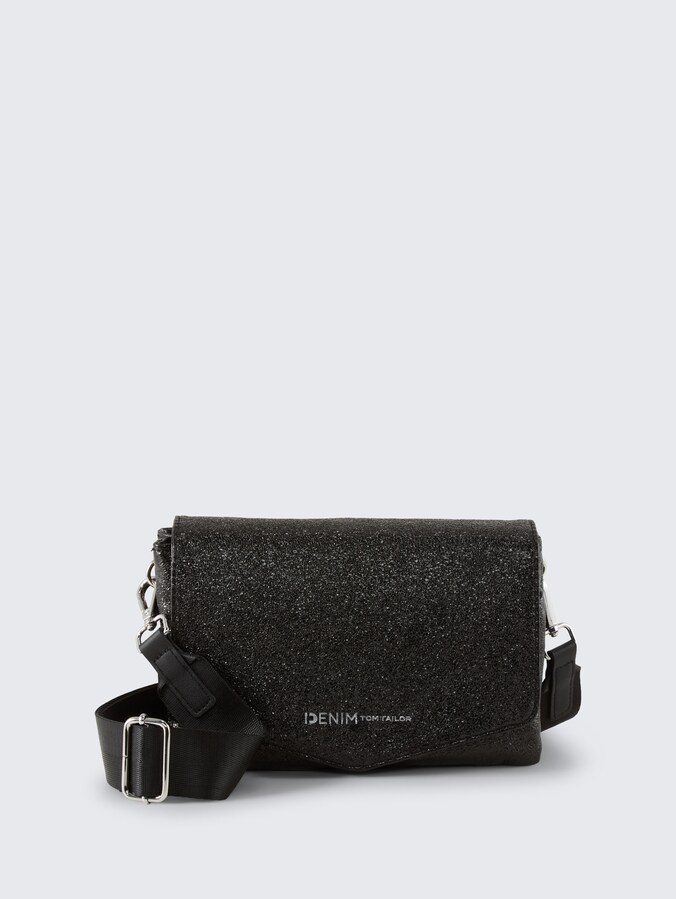 TTQUINN S shoulder bag in glitter look by Denim Female, metallic black