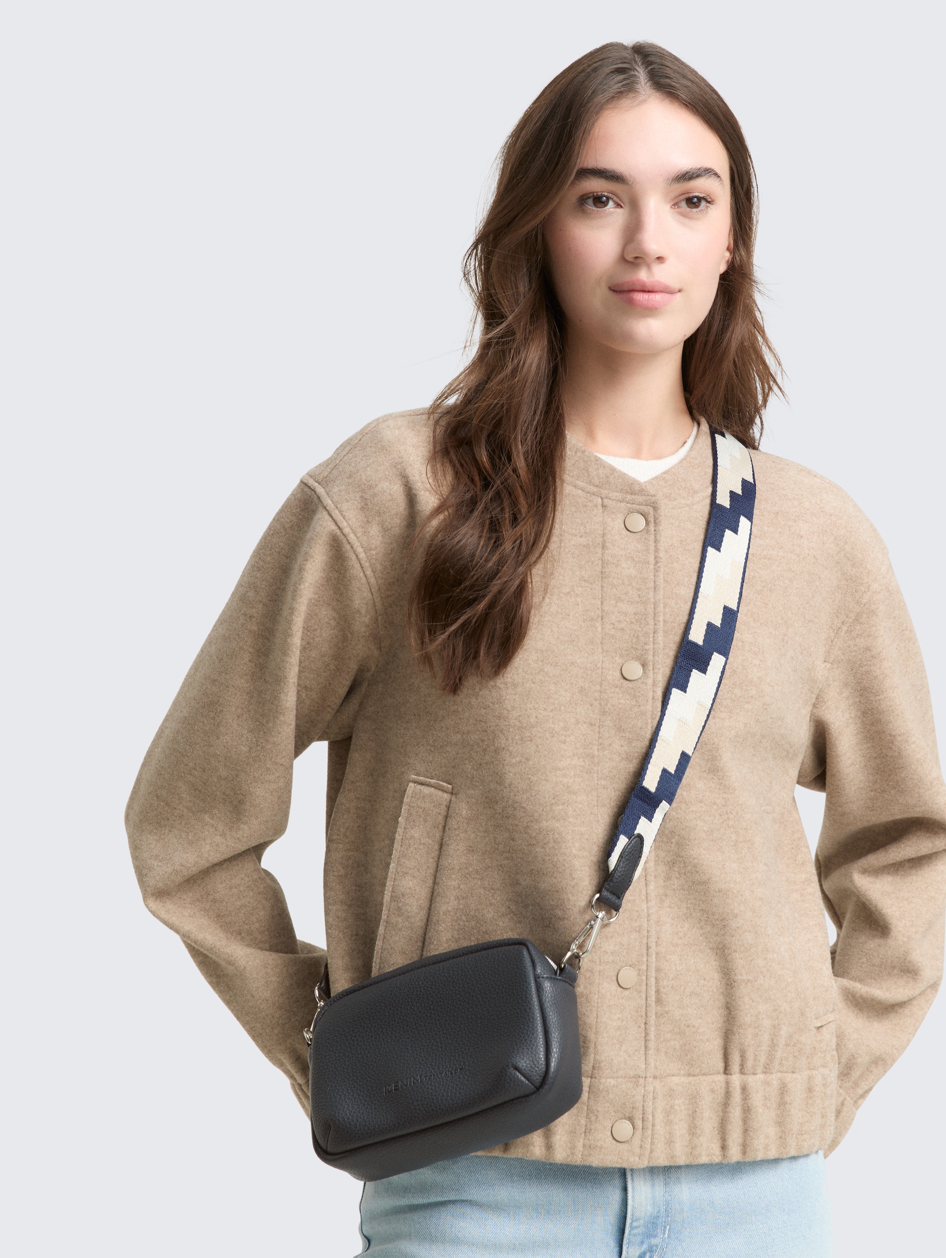 TTSADA faux leather shoulder bag - dark blue - side model view